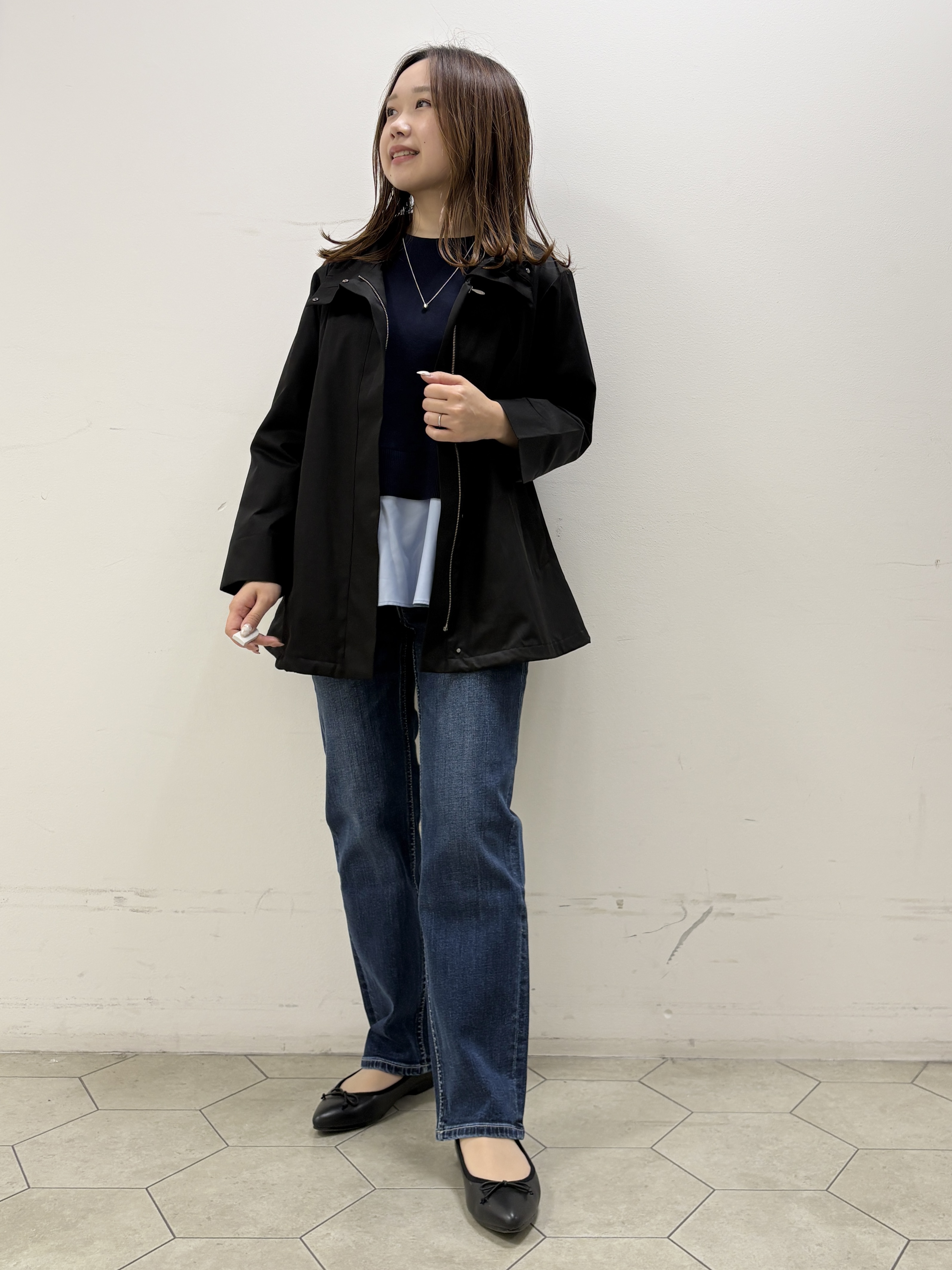 kahoさんの「INDIVI｜【洗える／1枚でコーデ完成】重ね着風ニットトップス」を使ったコーディネート