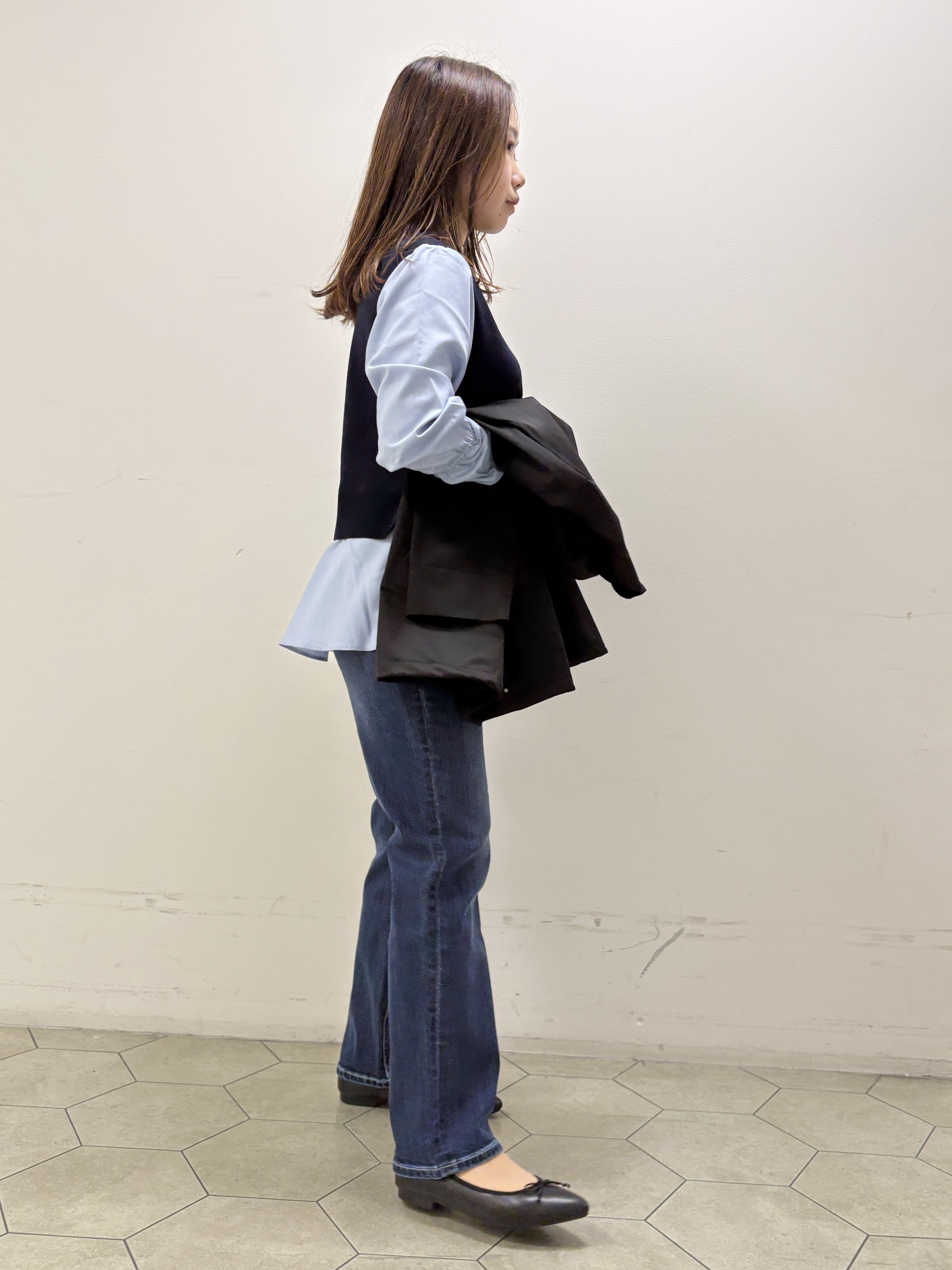 kahoさんの「INDIVI｜【洗える／1枚でコーデ完成】重ね着風ニットトップス」を使ったコーディネート