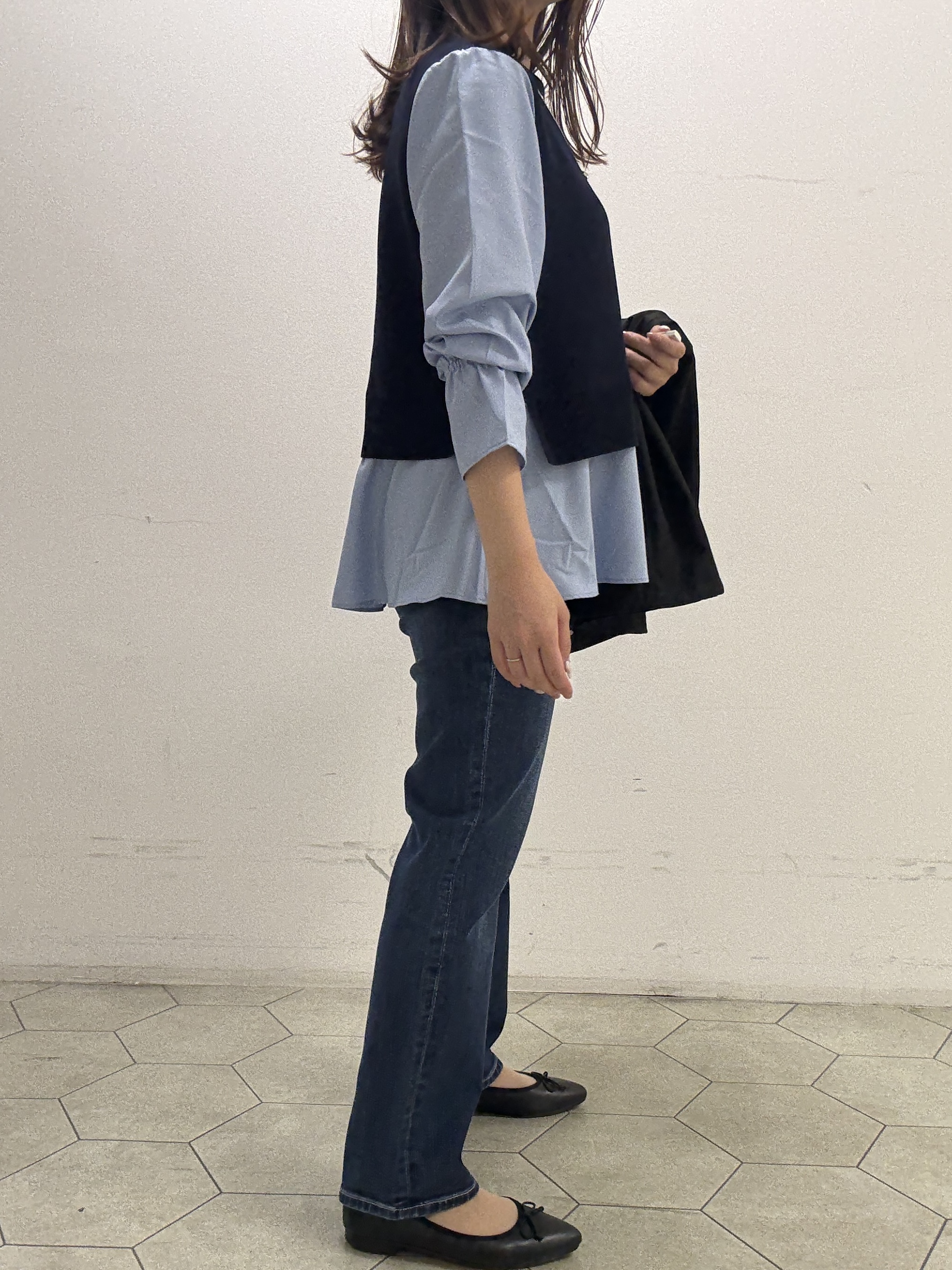 kahoさんの「INDIVI｜【洗える／1枚でコーデ完成】重ね着風ニットトップス」を使ったコーディネート