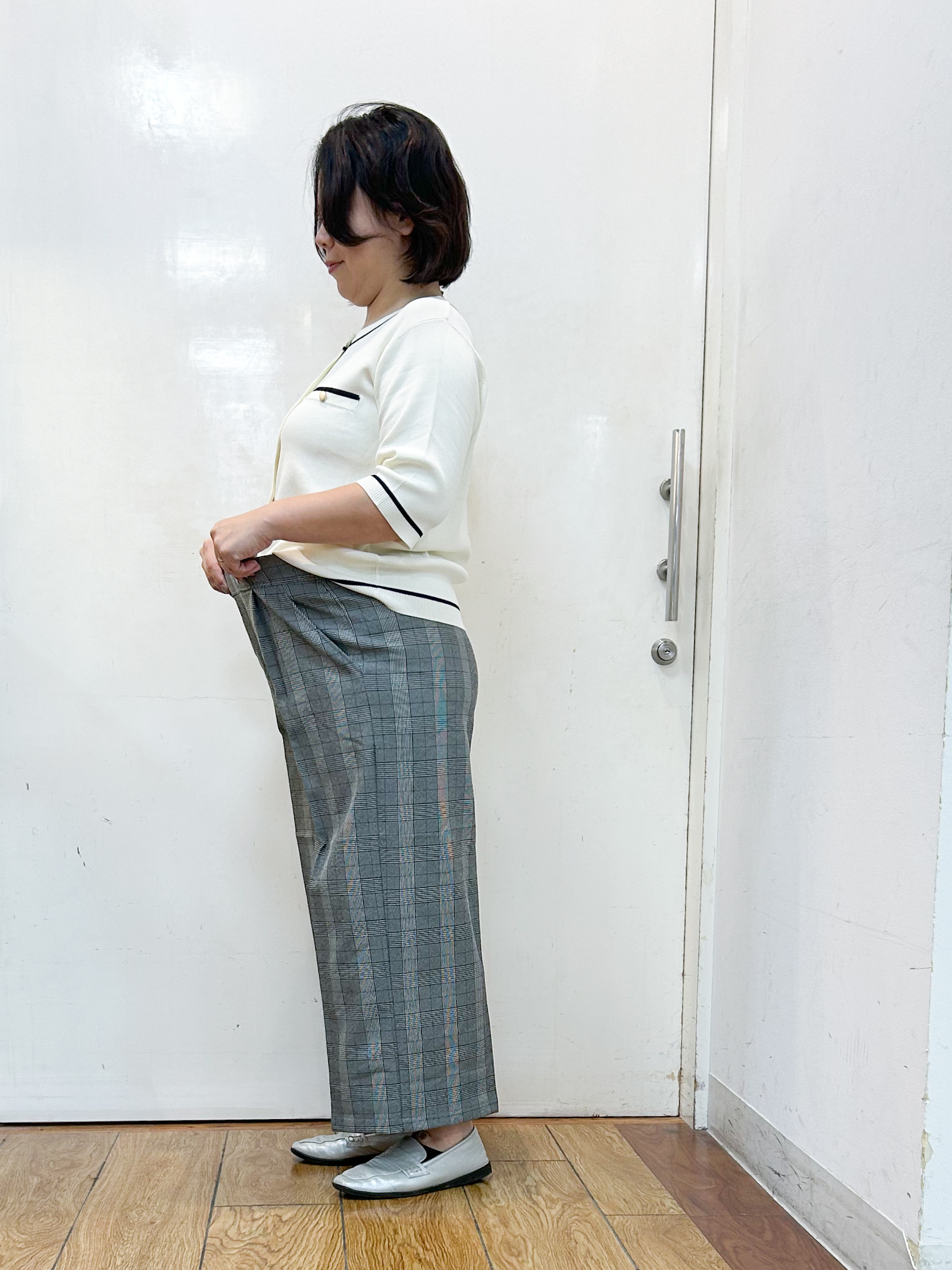 haruさんの「SHOO･LA･RUE｜【UV/S-LL/洗濯機可】毛玉になりにくい 配色5分袖カーディガン」を使ったコーディネート