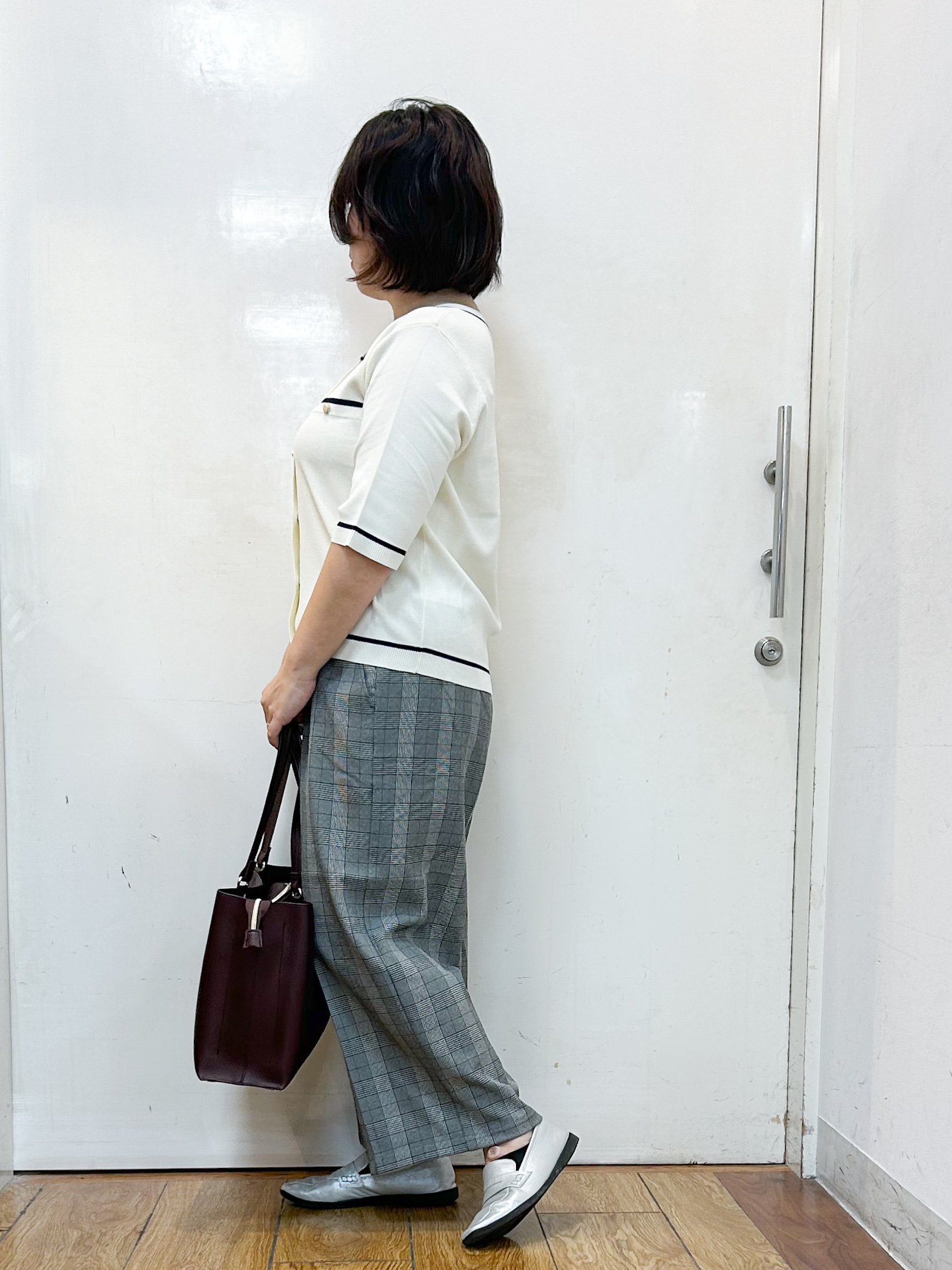 haruさんの「SHOO･LA･RUE｜【UV/S-LL/洗濯機可】毛玉になりにくい 配色5分袖カーディガン」を使ったコーディネート