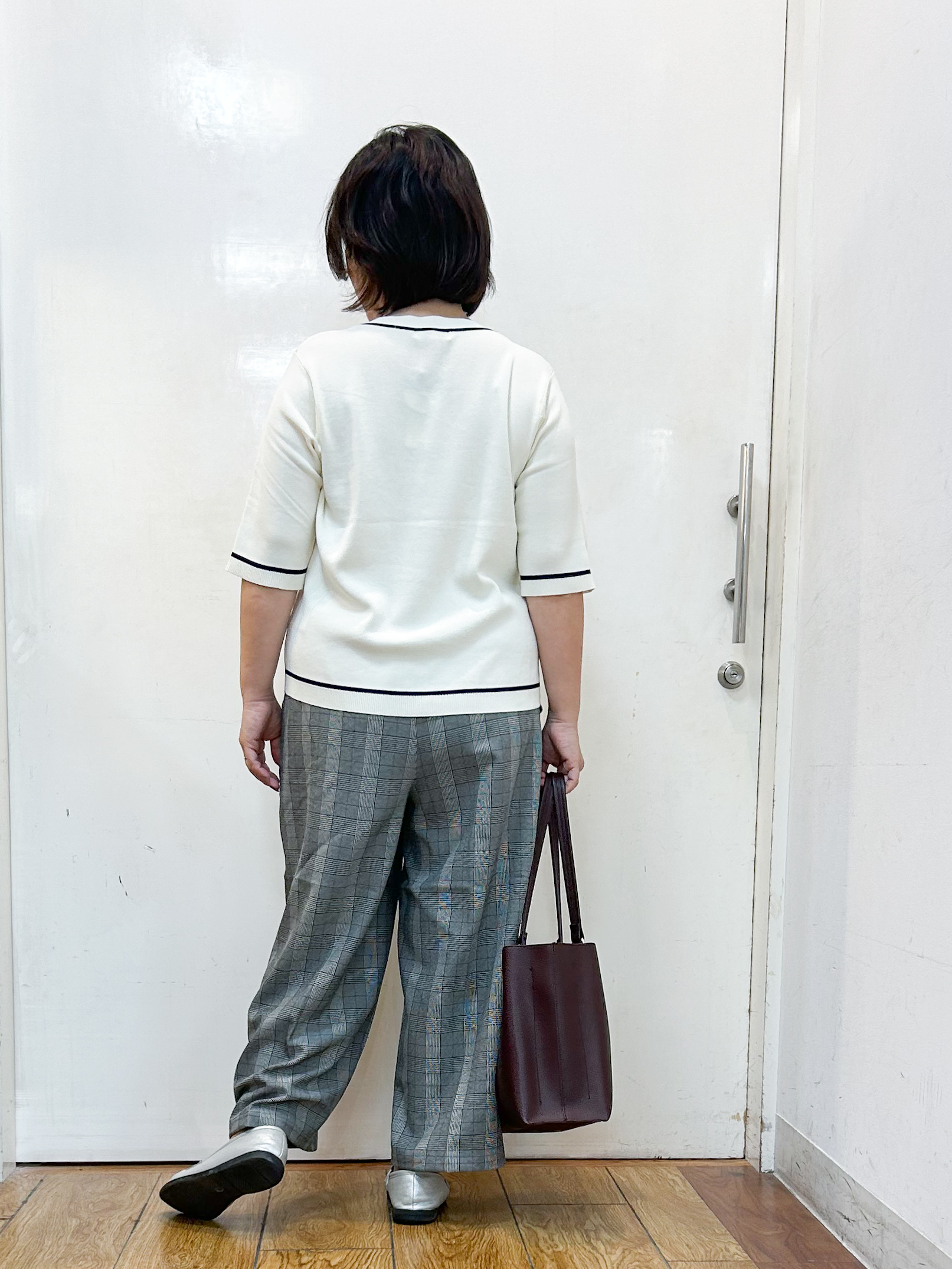 haruさんの「SHOO･LA･RUE｜【UV/S-LL/洗濯機可】毛玉になりにくい 配色5分袖カーディガン」を使ったコーディネート