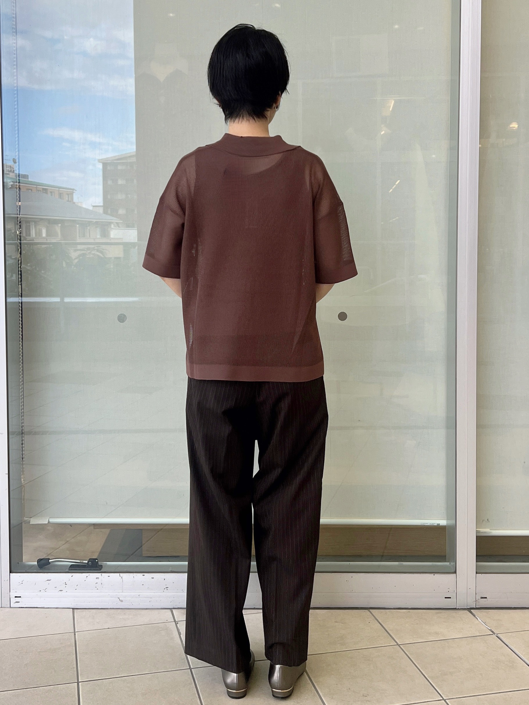yo-koさんの「OPAQUE.CLIP｜メッシュスキッパーポロニット【UVケア／洗濯機OK】」を使ったコーディネート