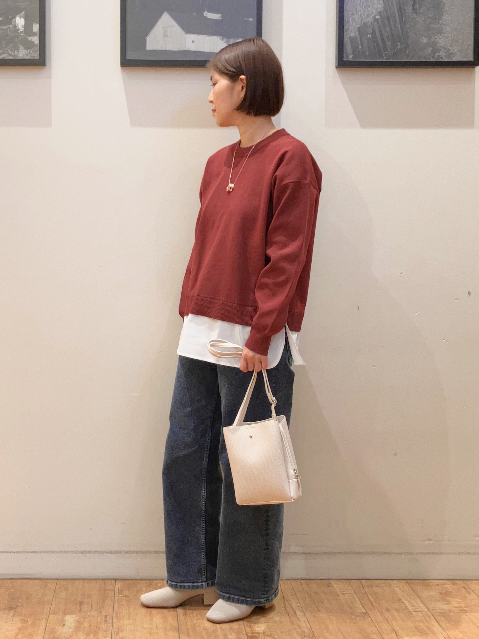 momoharuさんの「SHOO･LA･RUE｜【S-LL】着るだけできまる シャツレイヤード風 スポンディッシュニット」を使ったコーディネート