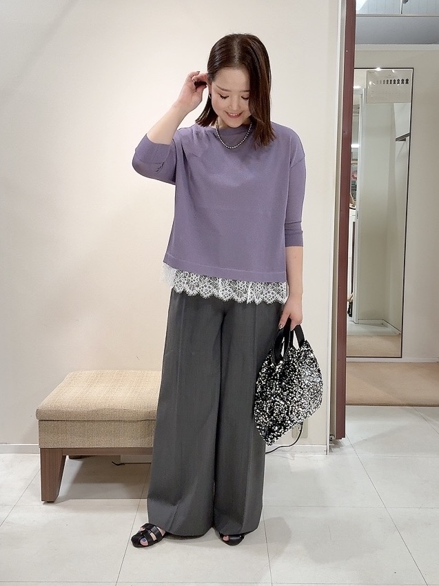 YUIさんの「UNTITLED｜【一枚で着映え】レースドッキングニットプルオーバー」を使ったコーディネート