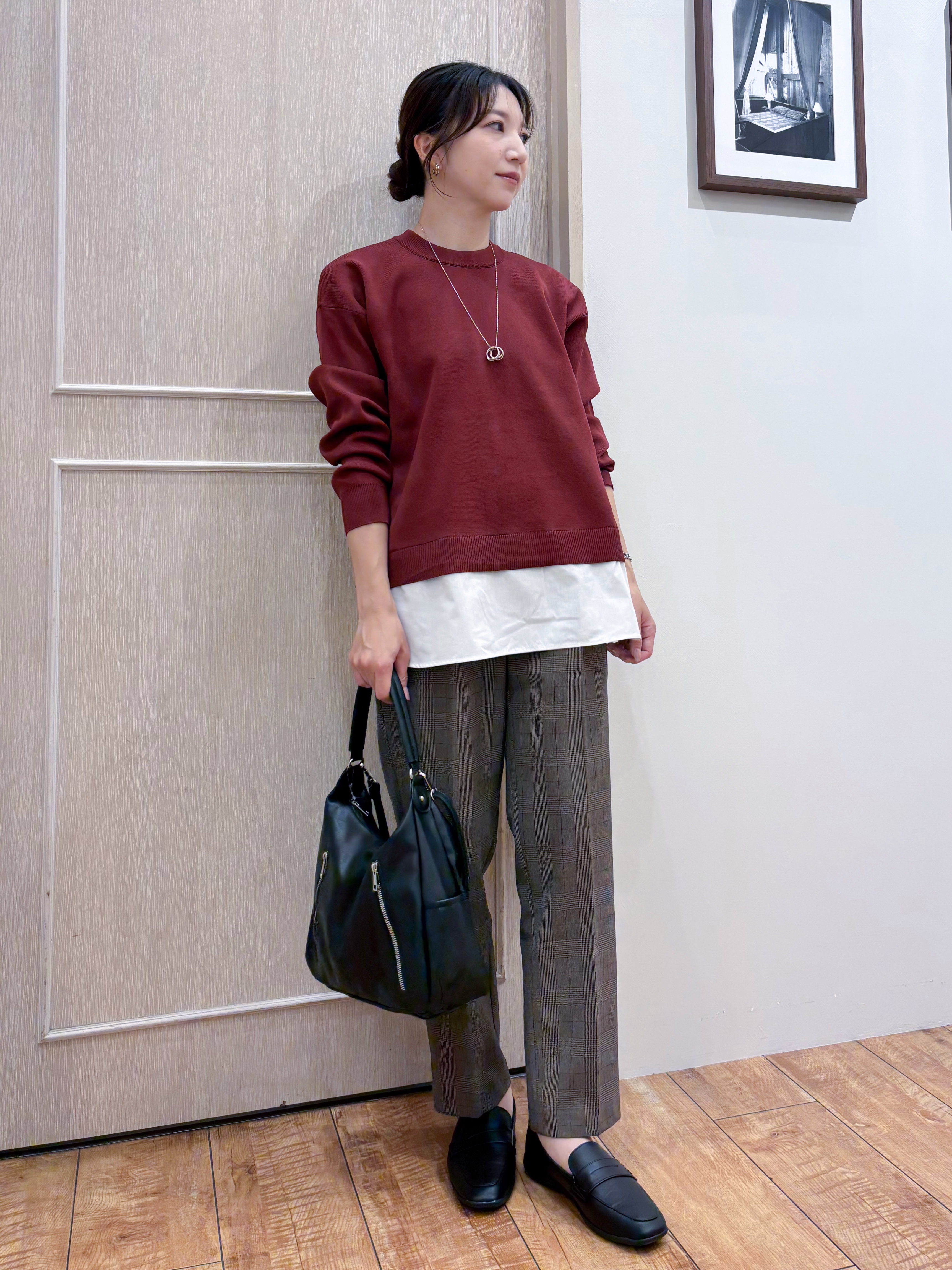 なみさんの「SHOO･LA･RUE｜【S-LL】着るだけできまる シャツレイヤード風 スポンディッシュニット」を使ったコーディネート