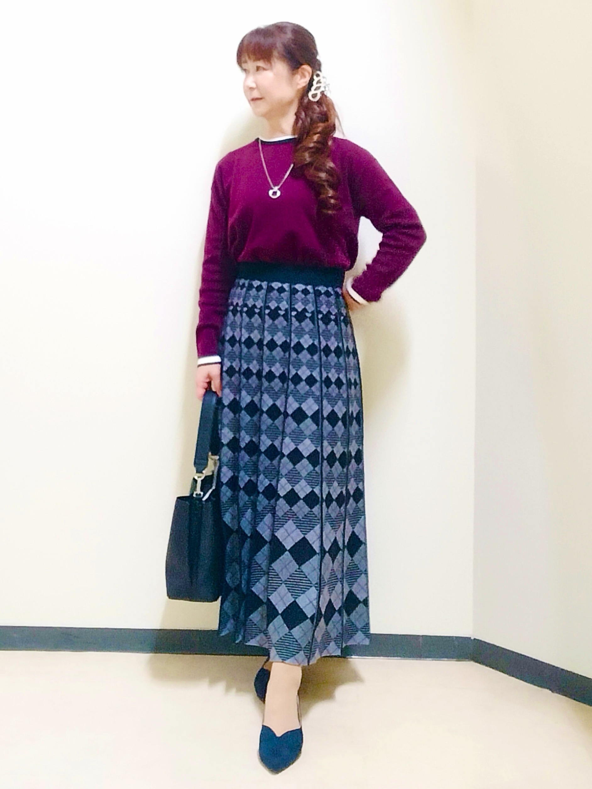 花さんの「Reflect｜【セットアップ可】バイカラーハイゲージニット」を使ったコーディネート