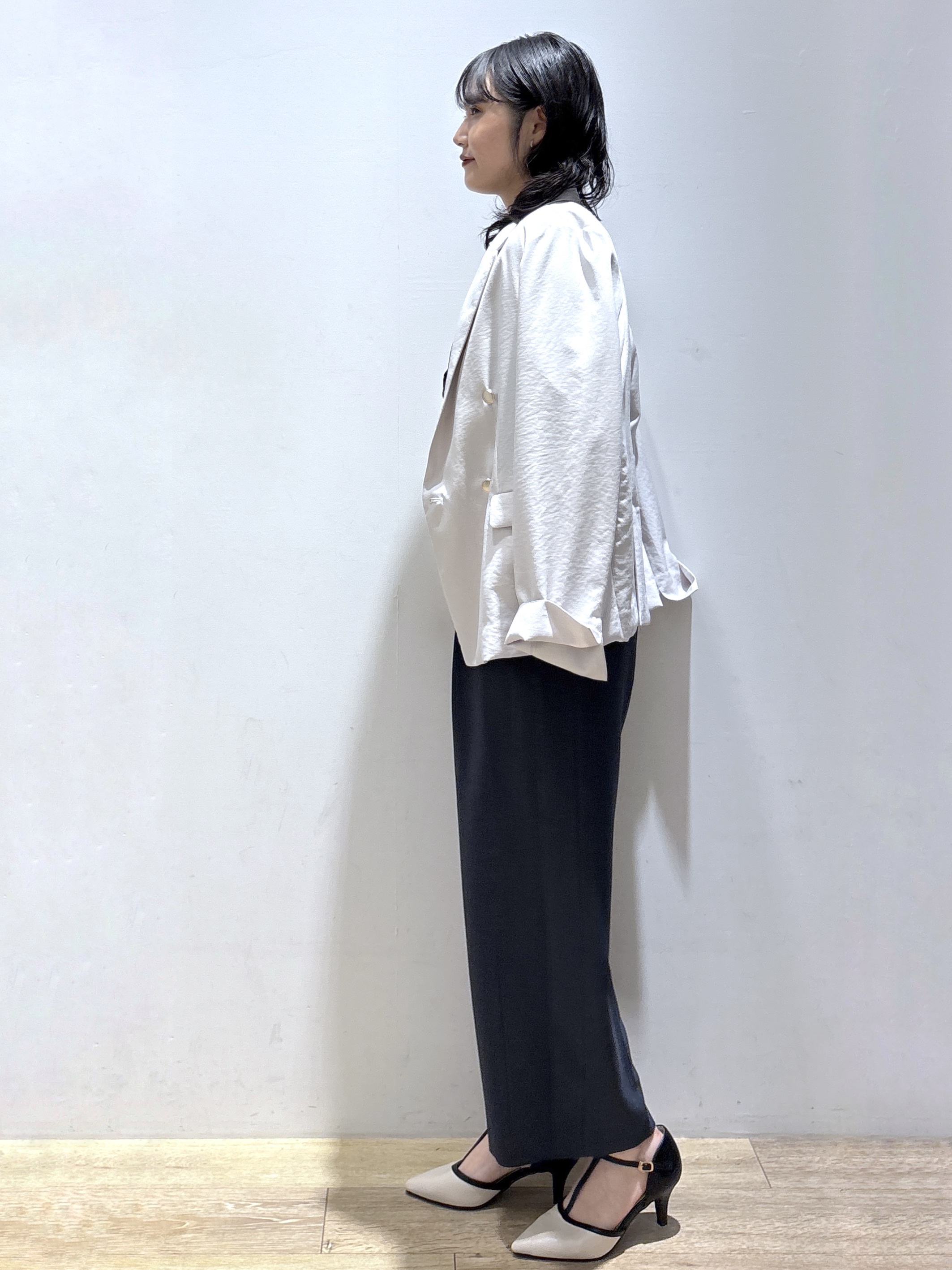 mizukiさんの「index｜《再入荷》ダブルブレストテーラードジャケット【接触冷感／吸水速乾／イージーアイロン／防シワ／洗濯機O」を使ったコーディネート