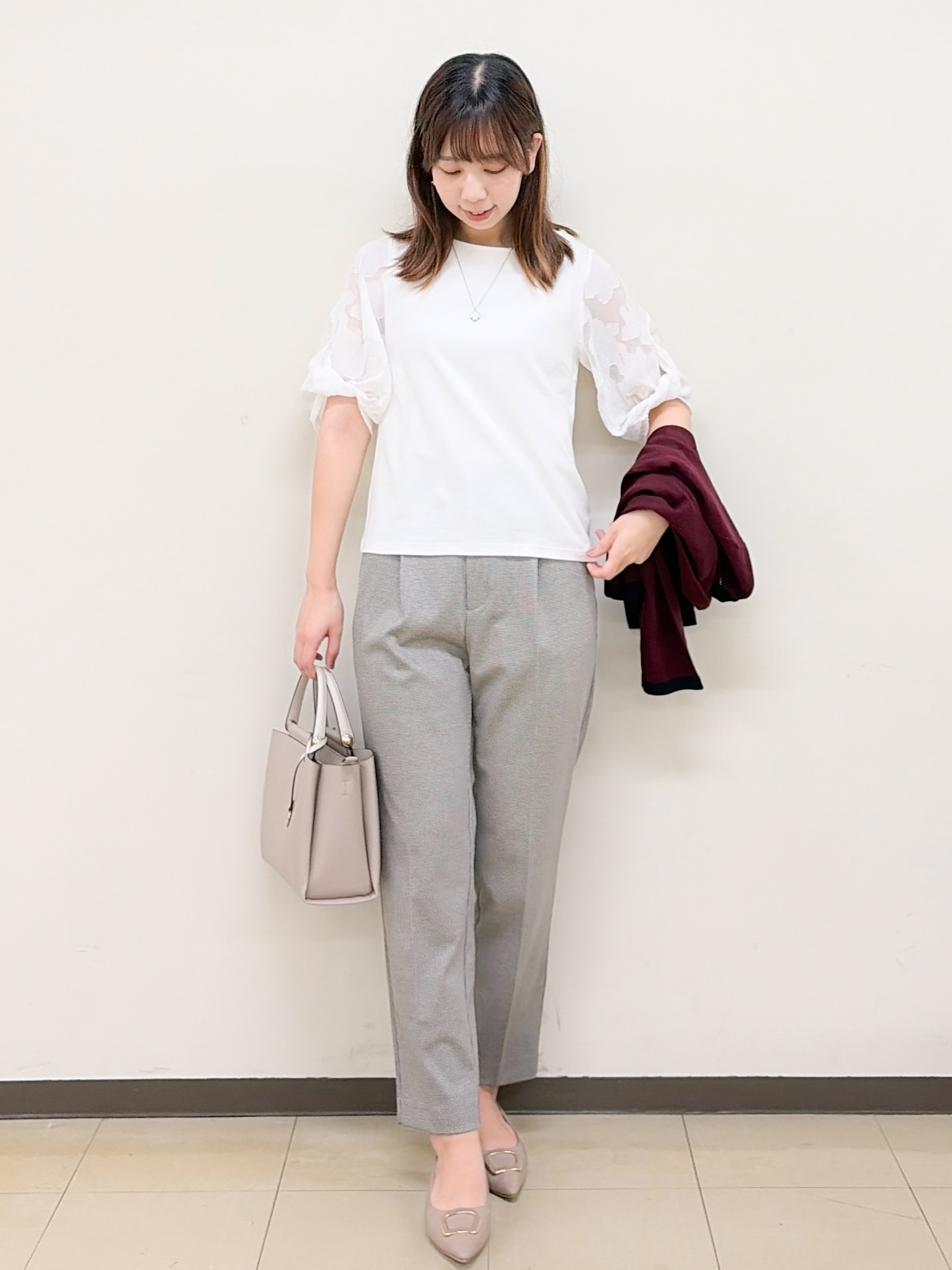 yurinaさんの「index｜【S‐LLサイズ】花柄ジャカードスリーブトップス《接触冷感／UVケア／洗濯機OK》」を使ったコーディネート