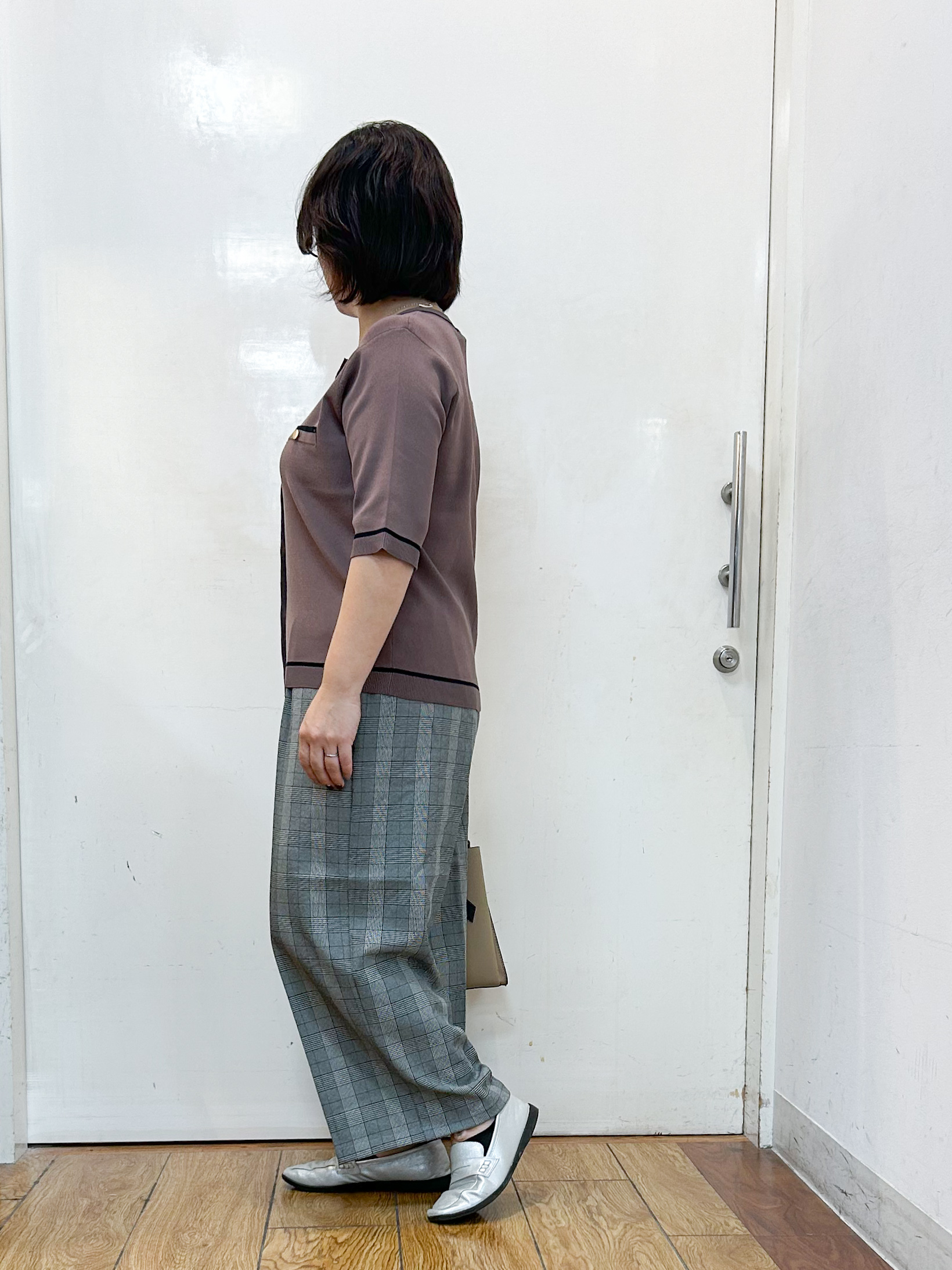 haruさんの「SHOO･LA･RUE｜【UV/S-LL/洗濯機可】毛玉になりにくい 配色5分袖カーディガン」を使ったコーディネート