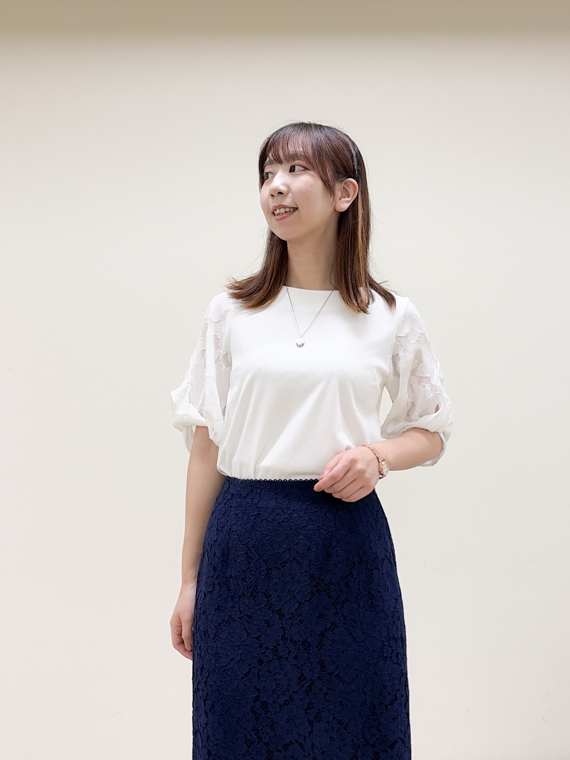 yurinaさんの「index｜花柄ジャカード５分袖トップス《接触冷感／UVケア／洗濯機OK》」を使ったコーディネート