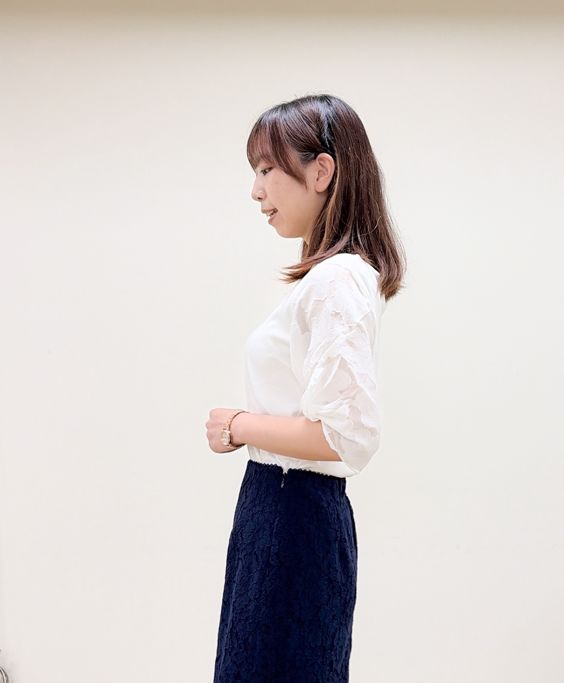 yurinaさんの「index｜花柄ジャカード５分袖トップス《接触冷感／UVケア／洗濯機OK》」を使ったコーディネート