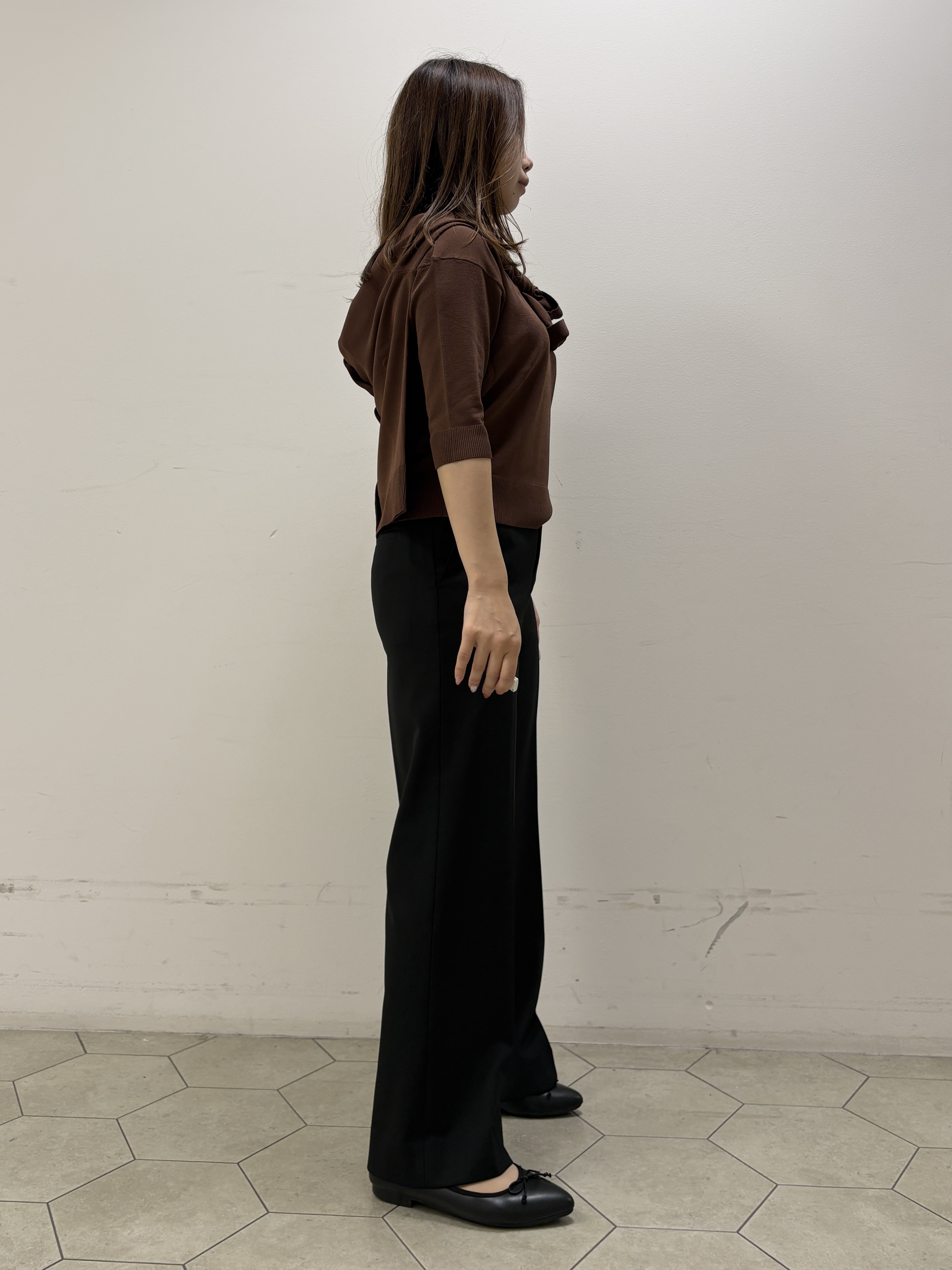 kahoさんの「INDIVI｜【2点セット】5分袖ニット＆カーディガン きれいめアンサンブルニット」を使ったコーディネート