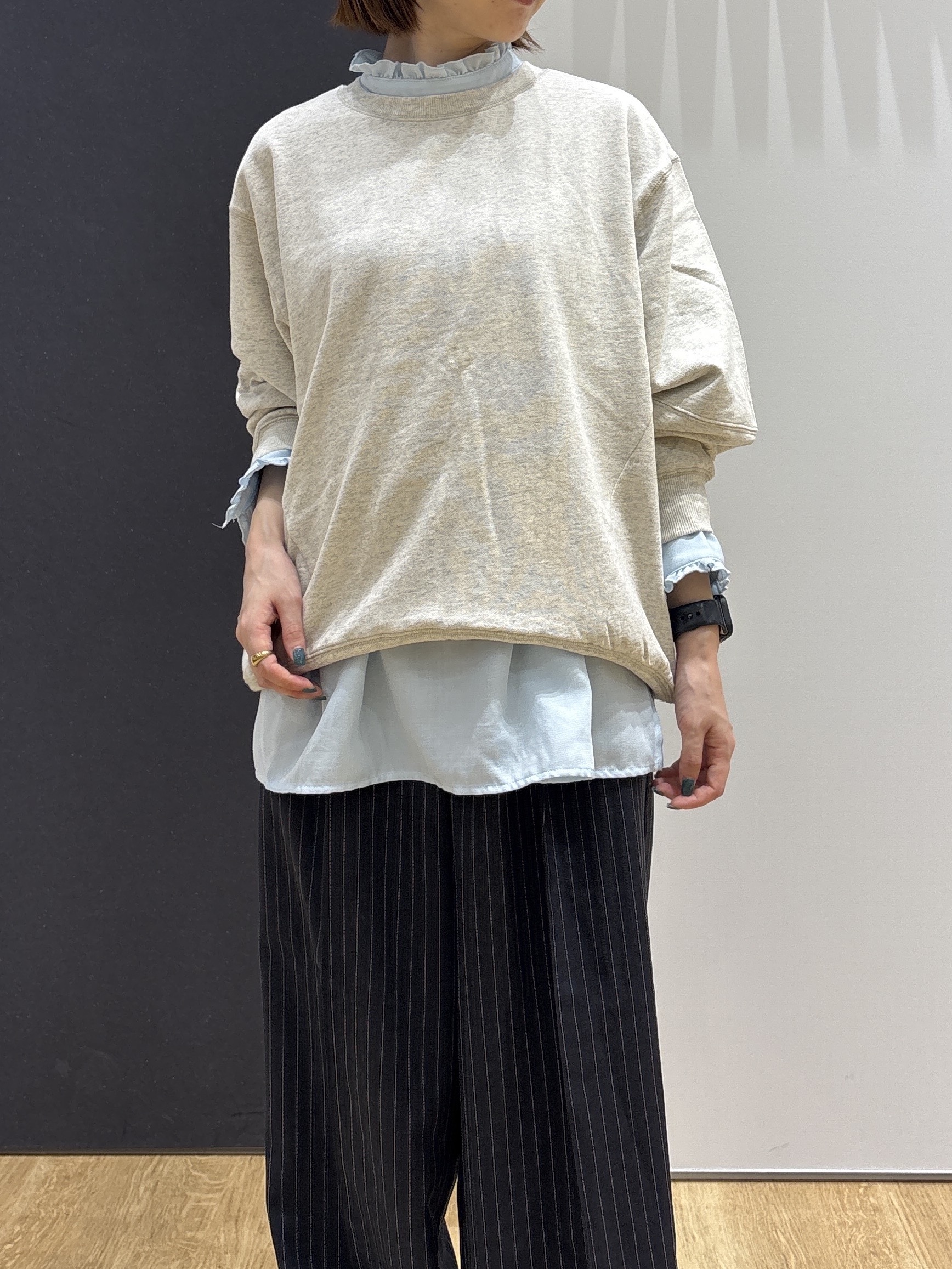 risaさんの「Dessin｜【洗える/6色展開】フォルムスリーブミニ裏毛 プルオーバー」を使ったコーディネート