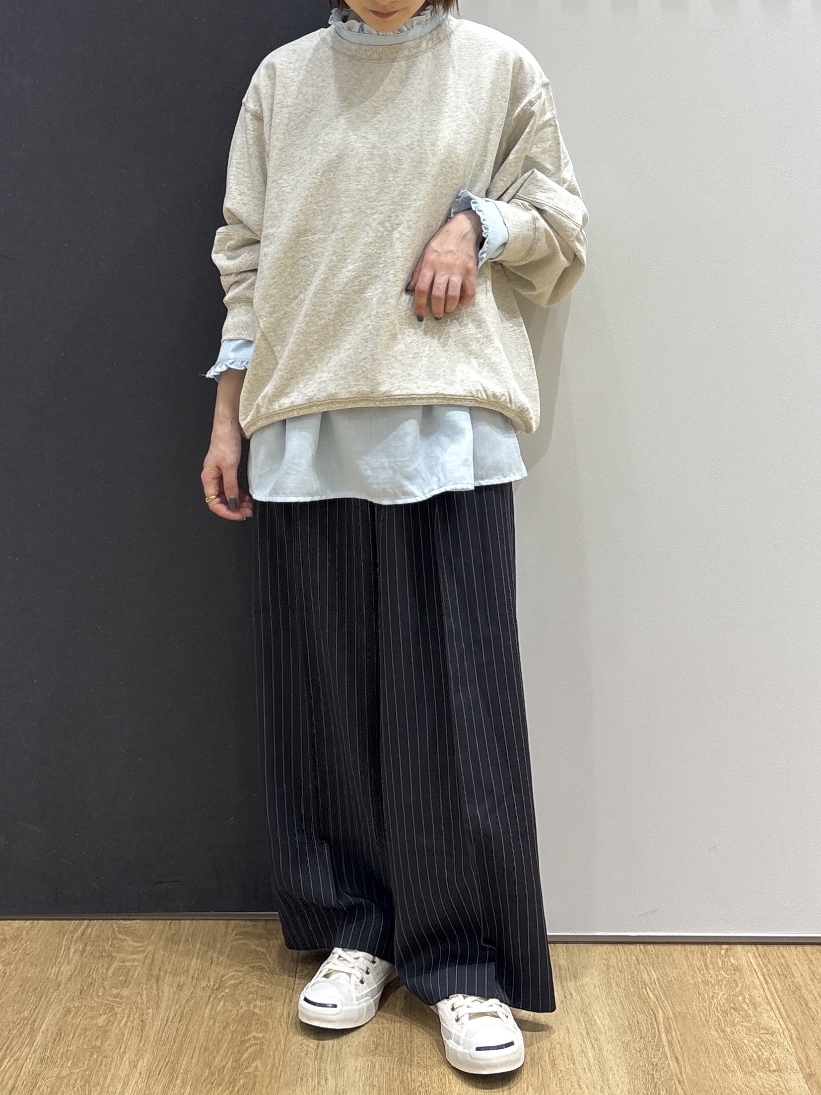 risaさんの「Dessin｜【洗える/6色展開】フォルムスリーブミニ裏毛 プルオーバー」を使ったコーディネート