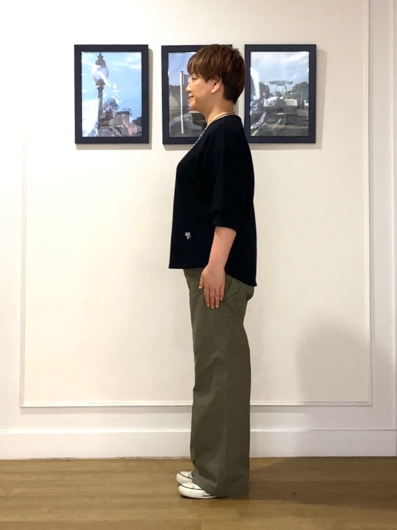 Hiroさんの「Dessin｜【高レビュー/洗える/XS-L】バックヘンリーミニ裏毛 5分袖」を使ったコーディネート