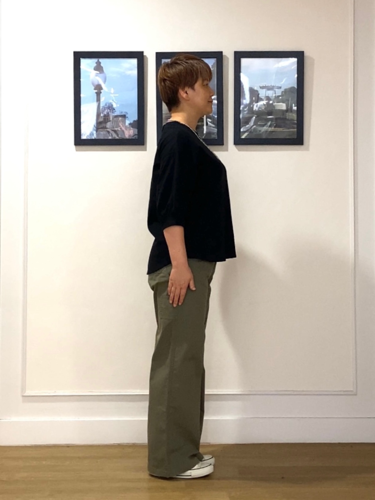 Hiroさんの「Dessin｜【高レビュー/洗える/XS-L】バックヘンリーミニ裏毛 5分袖」を使ったコーディネート