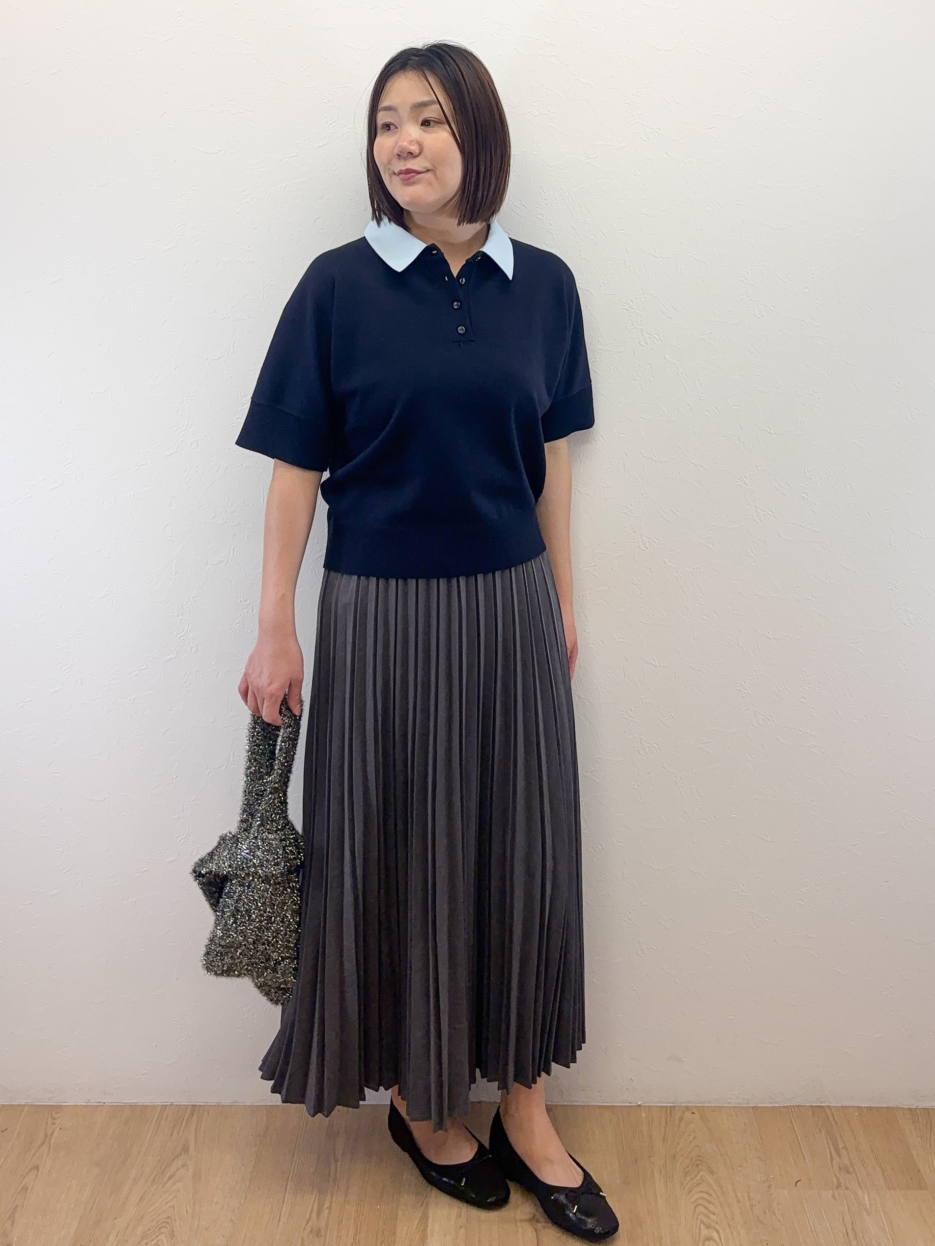Takeさんの「OPAQUE.CLIP｜【森絵梨佳さん着用】2WAY衿ドッキングニット《洗濯機OK》」を使ったコーディネート