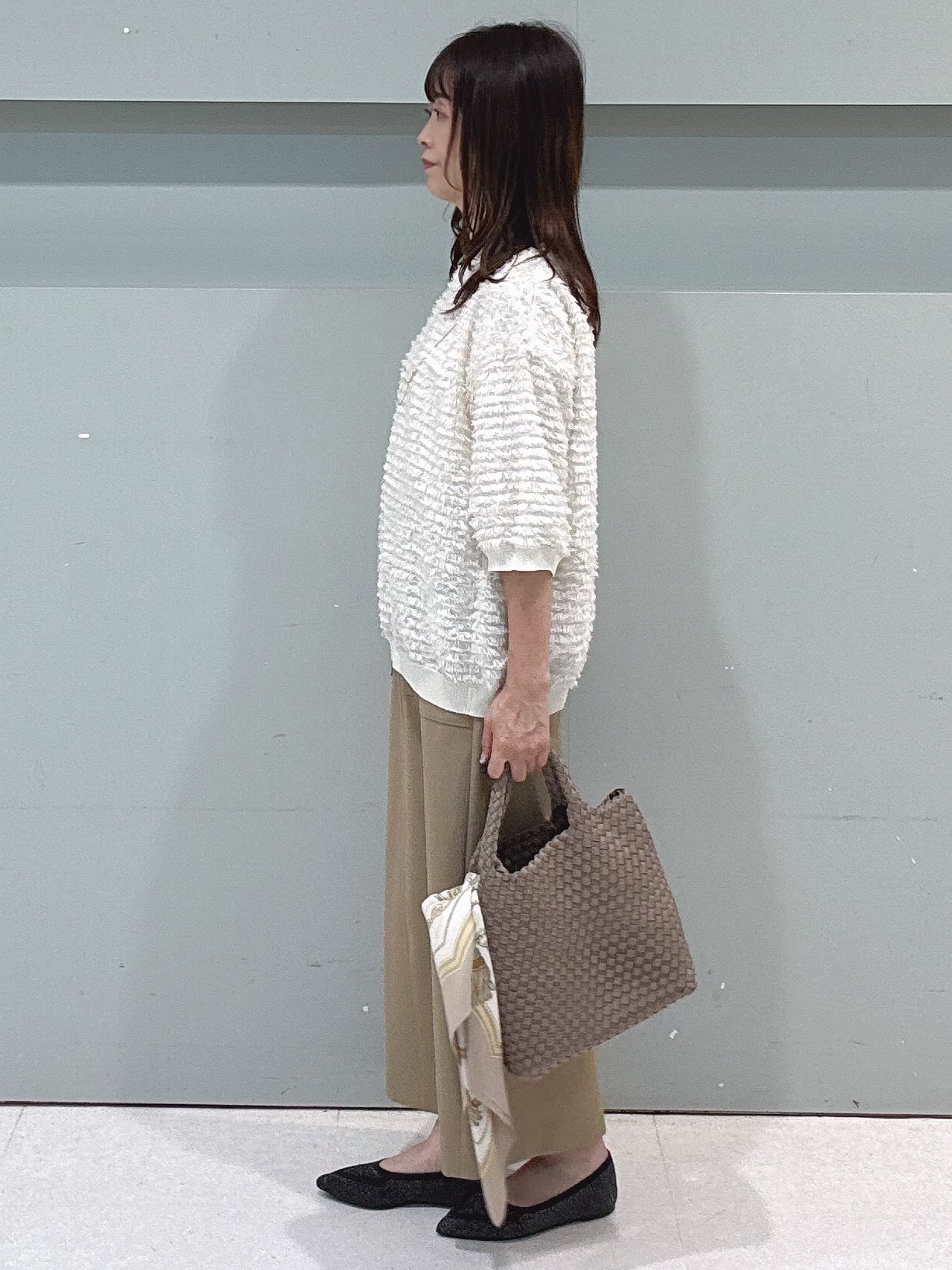 makiさんの「UNTITLED｜【秋映え/体型カバー】フェザージャガードプルオーバー」を使ったコーディネート