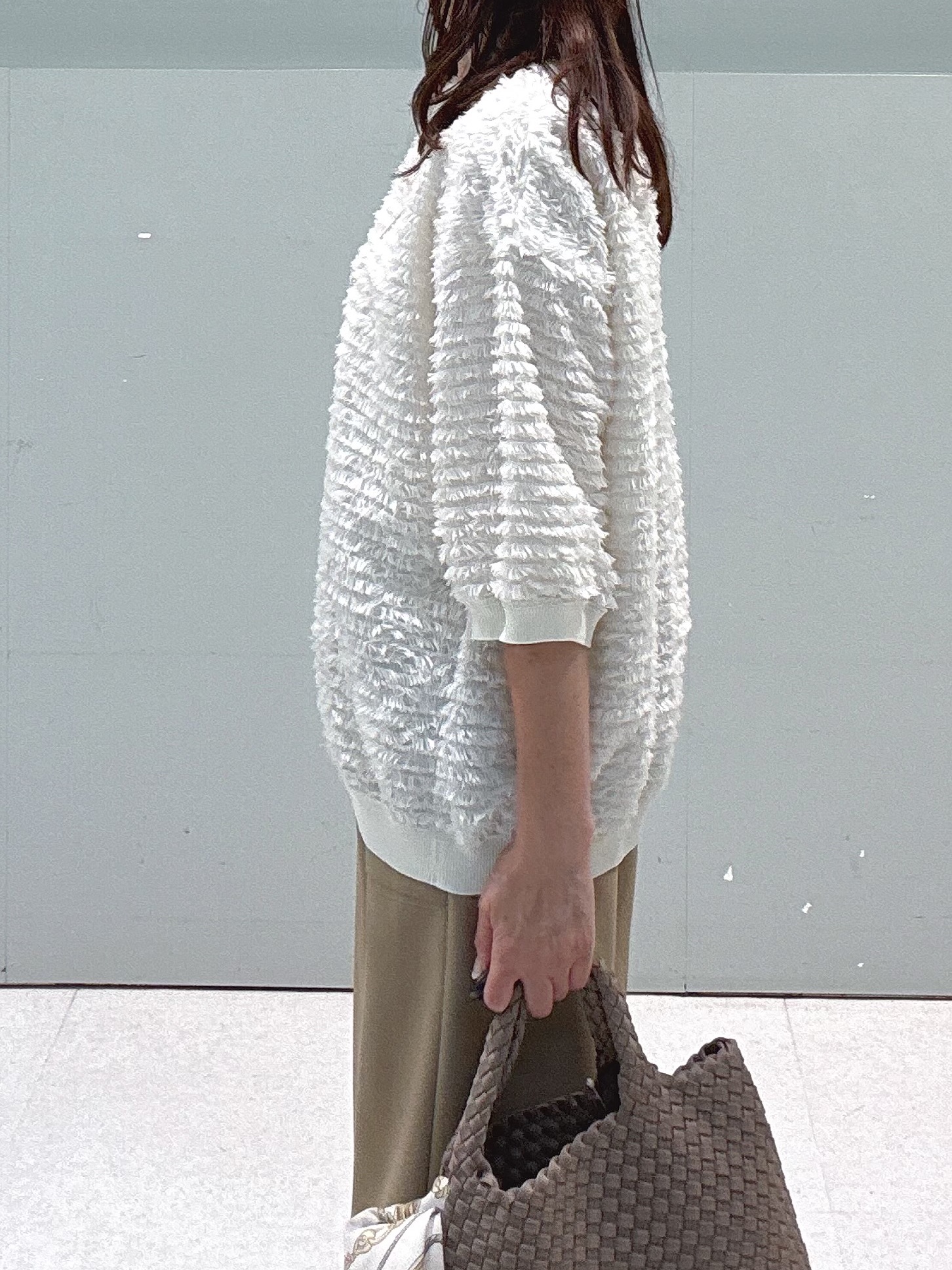 makiさんの「UNTITLED｜【秋映え/体型カバー】フェザージャガードプルオーバー」を使ったコーディネート