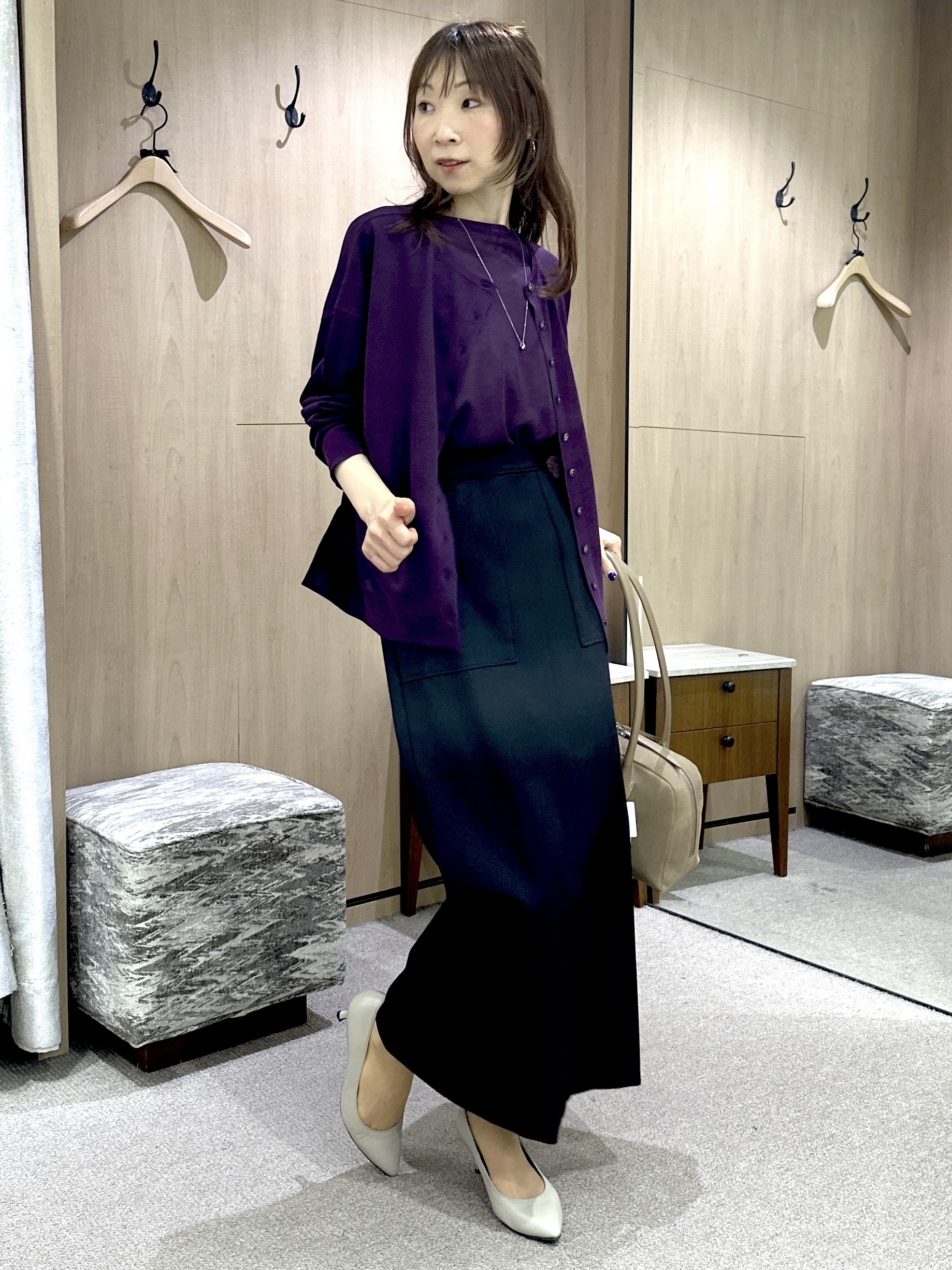 Miwaさんの「UNTITLED｜【アンサンブル可/品のある透け感】Tシャツ風ニットトップス」を使ったコーディネート