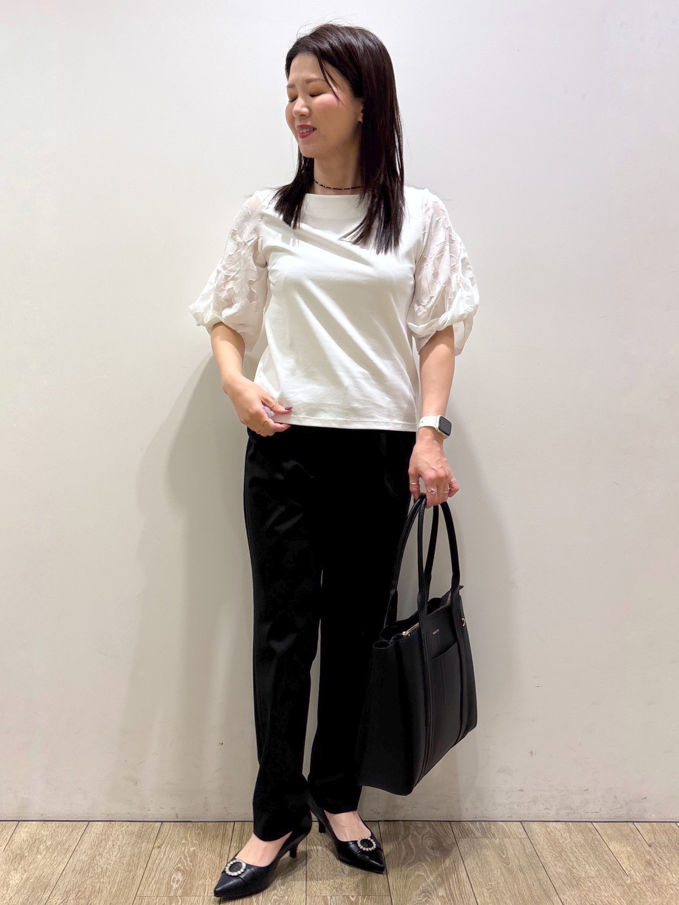 mameさんの「index｜【XS-3Lサイズ】ストレッチテーラードジャケット《ウォッシャブル／イージーアイロン》」を使ったコーディネート