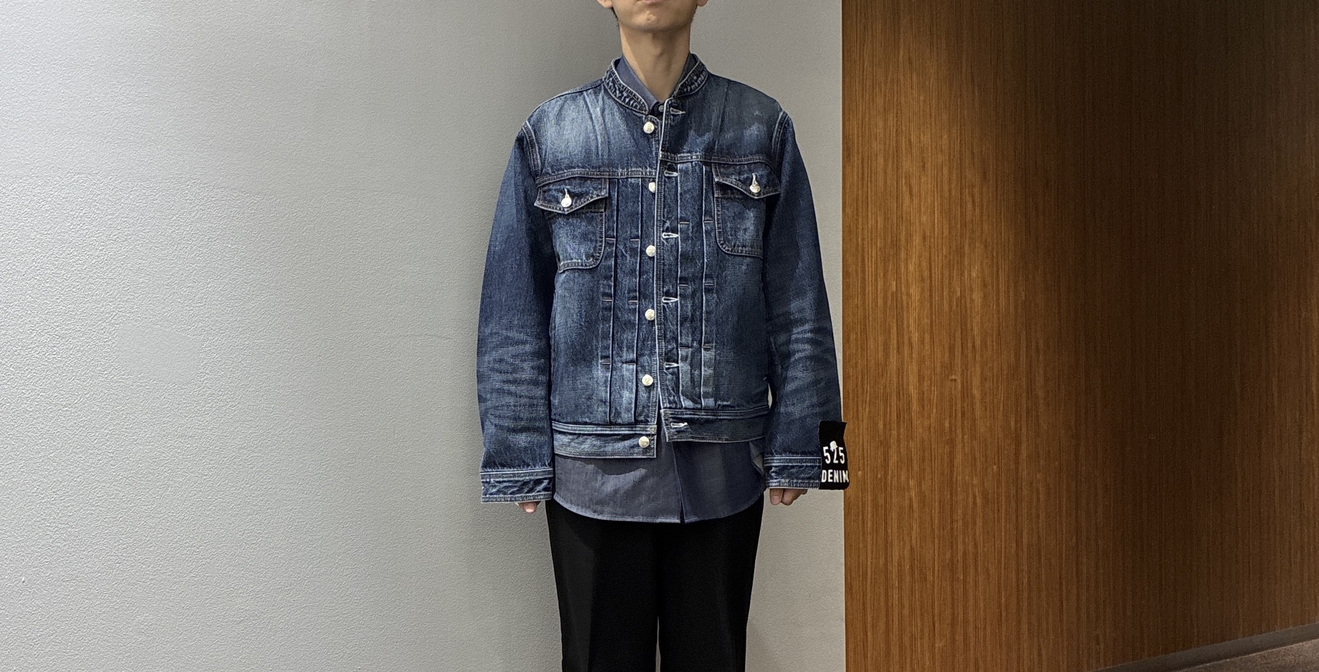 わいずみさんの「TAKEO KIKUCHI｜【525DENIM】14ozデニム ノーカラーGジャン」を使ったコーディネート
