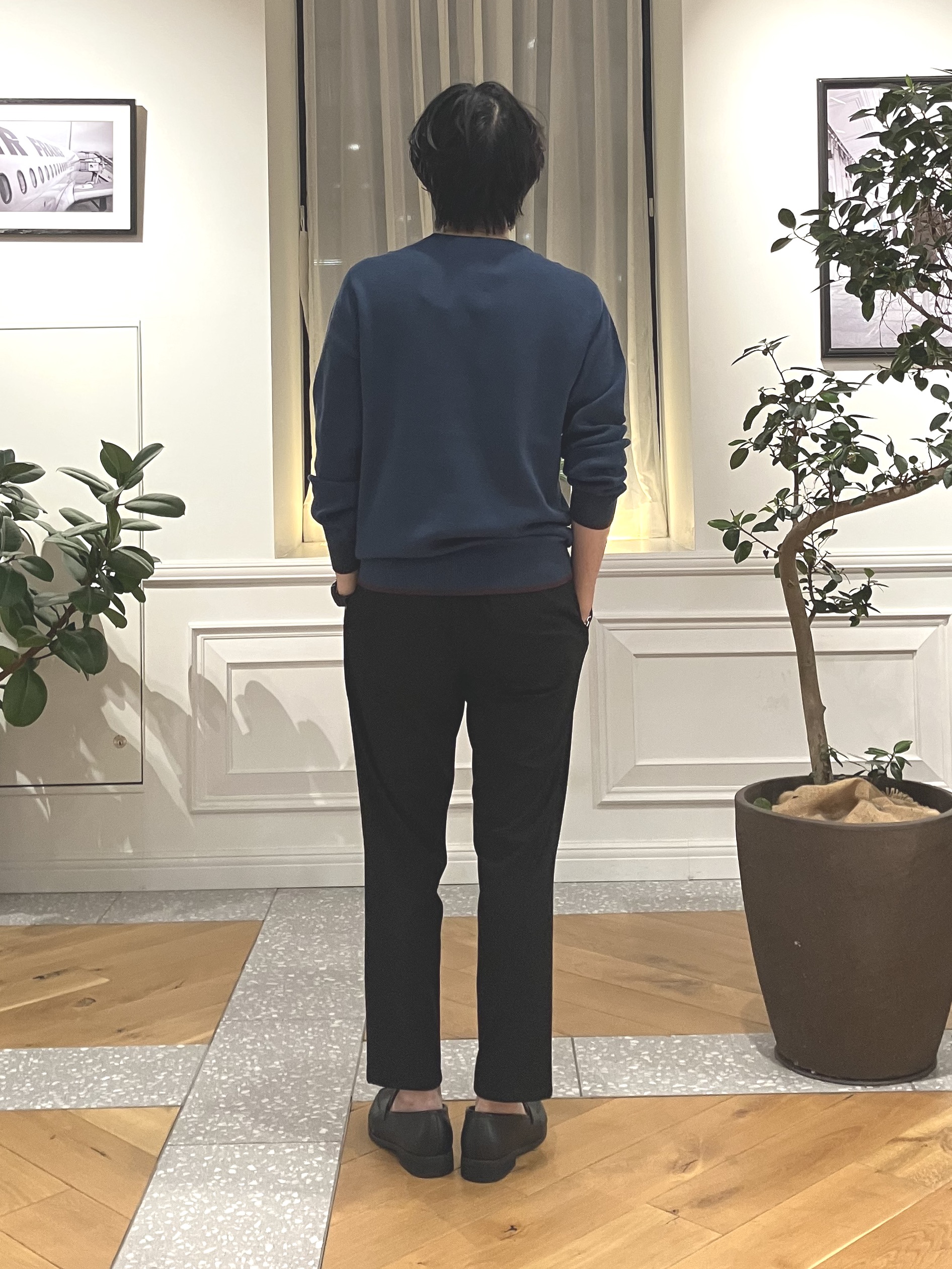 junyaさんの「DRESSTERIOR｜【6色展開/洗濯機可】コットンカシミヤ スムースニット」を使ったコーディネート