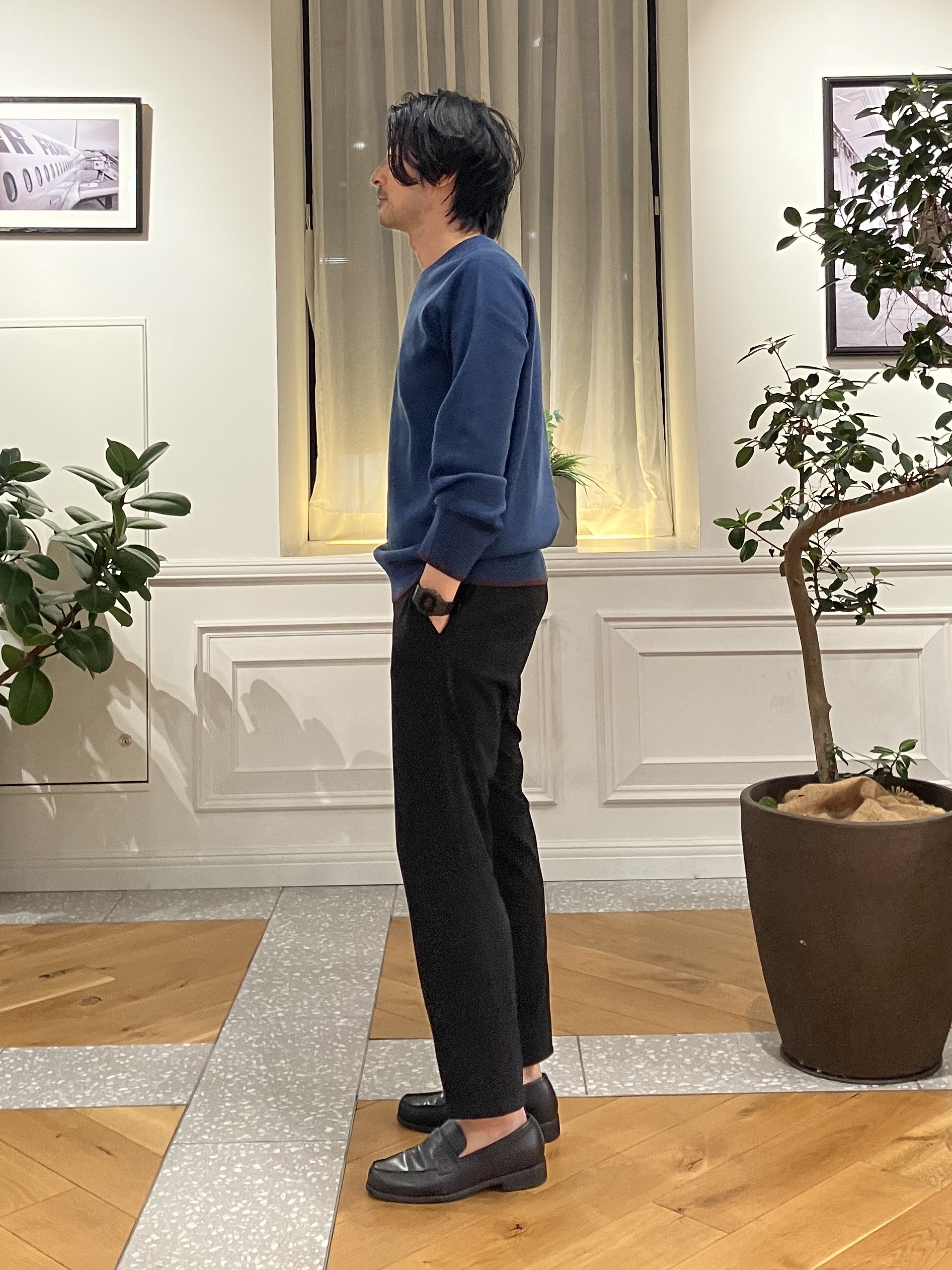 junyaさんの「DRESSTERIOR｜【6色展開/洗濯機可】コットンカシミヤ スムースニット」を使ったコーディネート