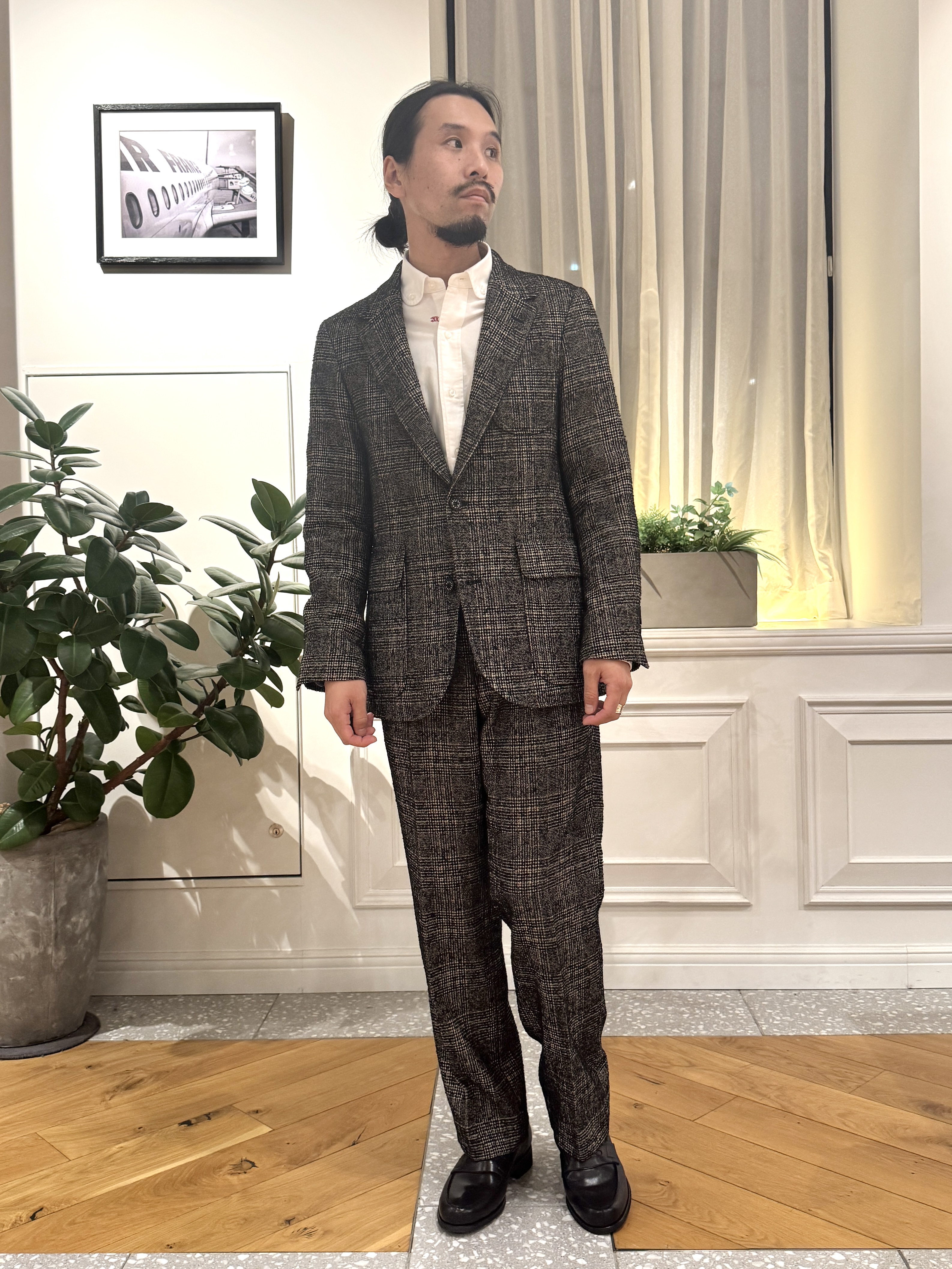 kawarataniさんの「DRESSTERIOR｜【セットアップ可】ループグレンチェック リラックスジャケット」を使ったコーディネート