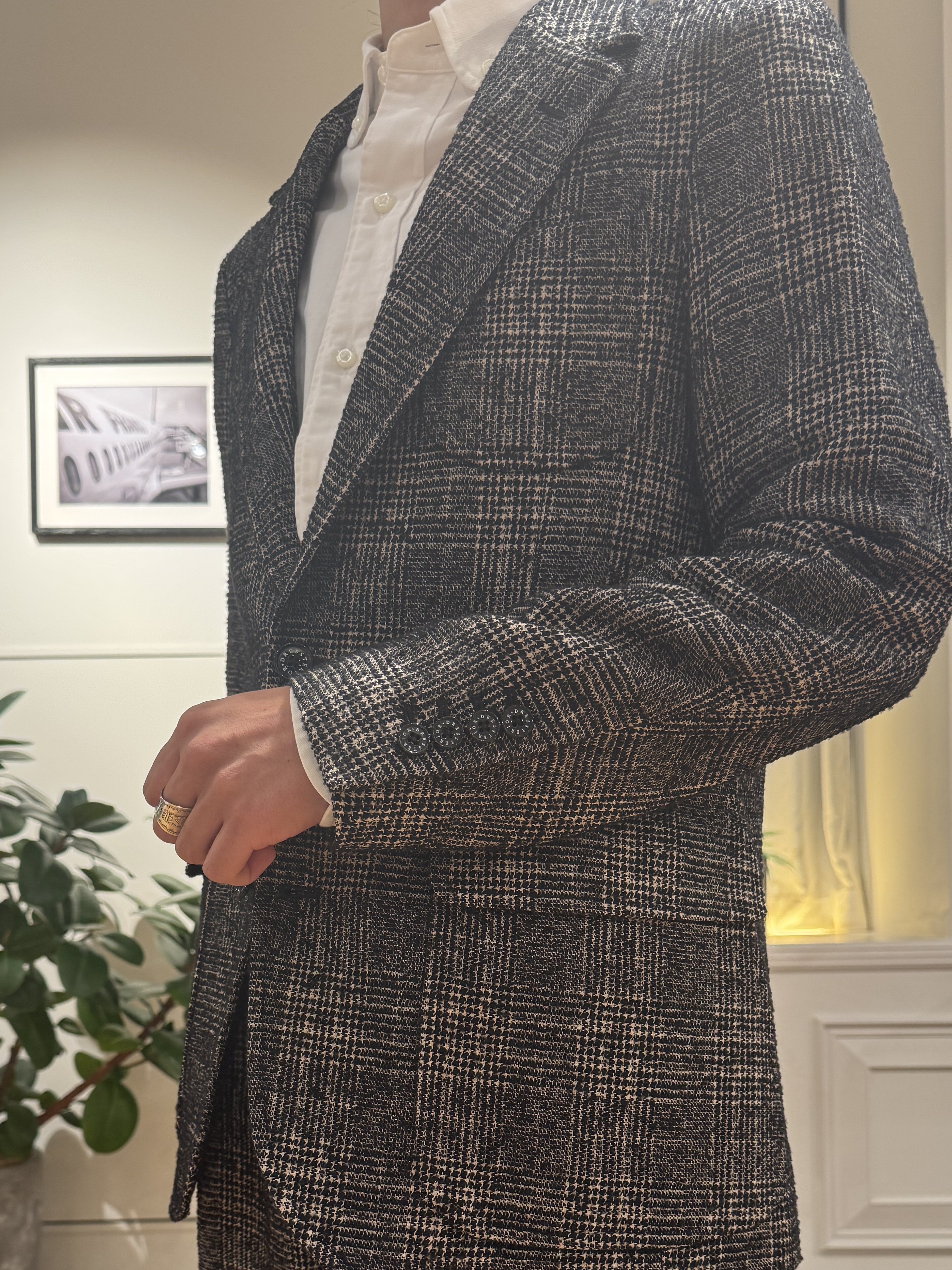 kawarataniさんの「DRESSTERIOR｜【セットアップ可】ループグレンチェック リラックスジャケット」を使ったコーディネート