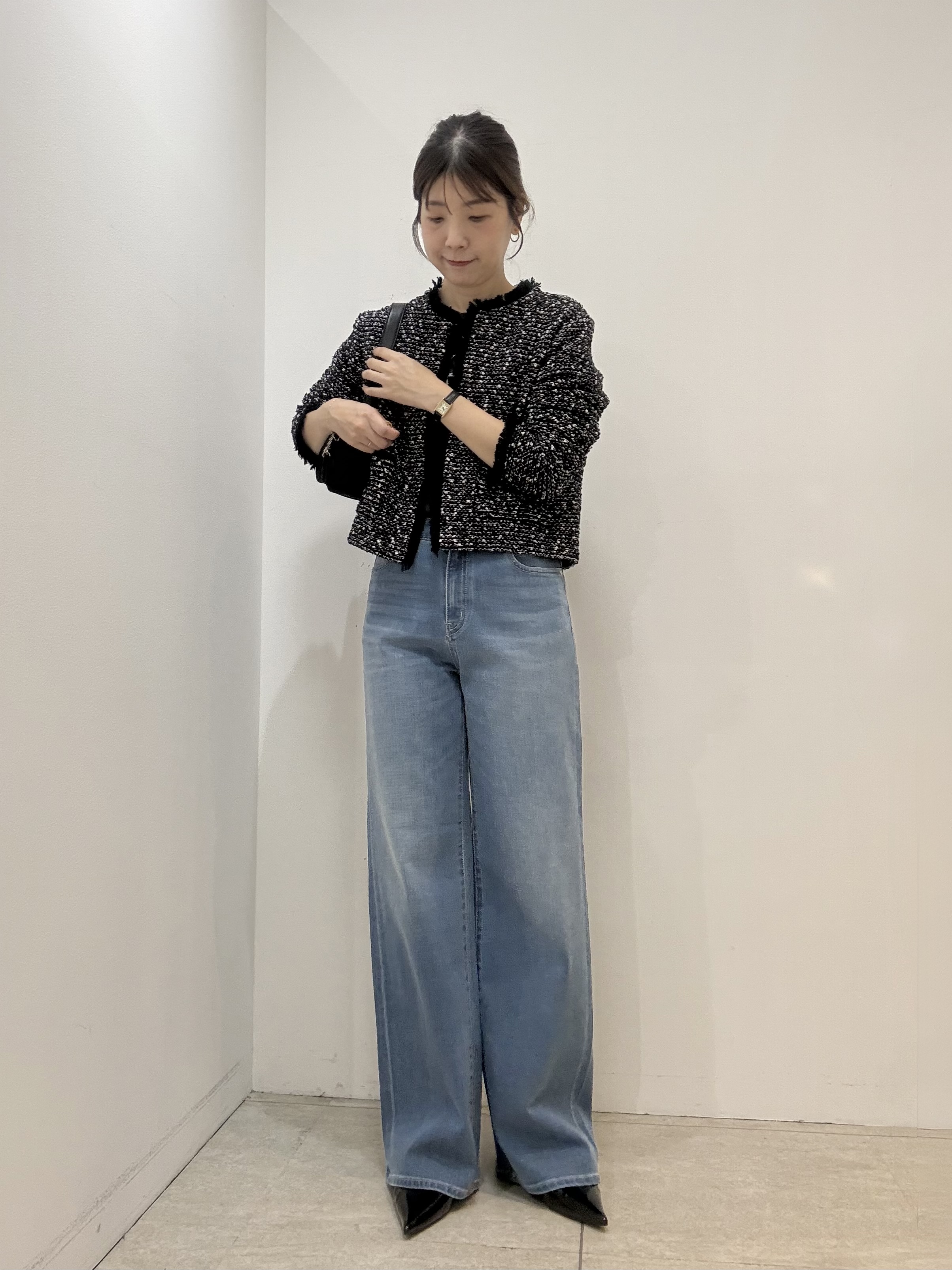 かなえさんの「UNTITLED｜【ジャケットライク/秋羽織り】ファンシーヤーンツイードニットカーディガン」を使ったコーディネート