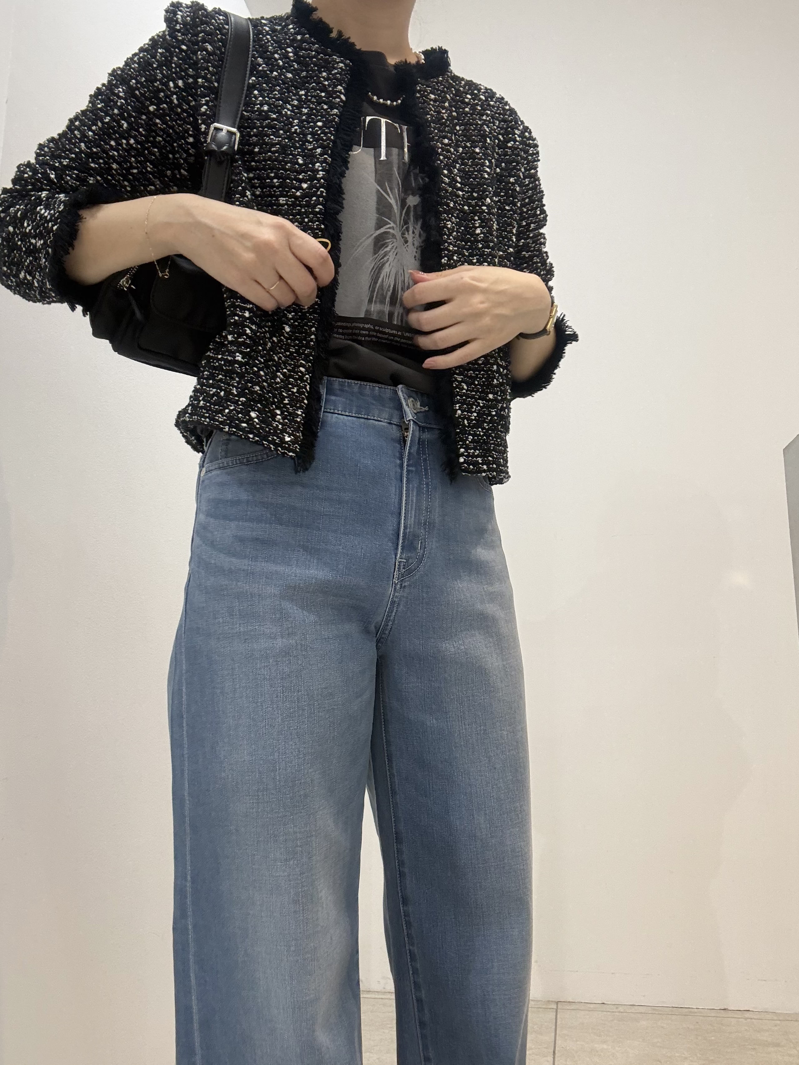 かなえさんの「UNTITLED｜【ジャケットライク/秋羽織り】ファンシーヤーンツイードニットカーディガン」を使ったコーディネート