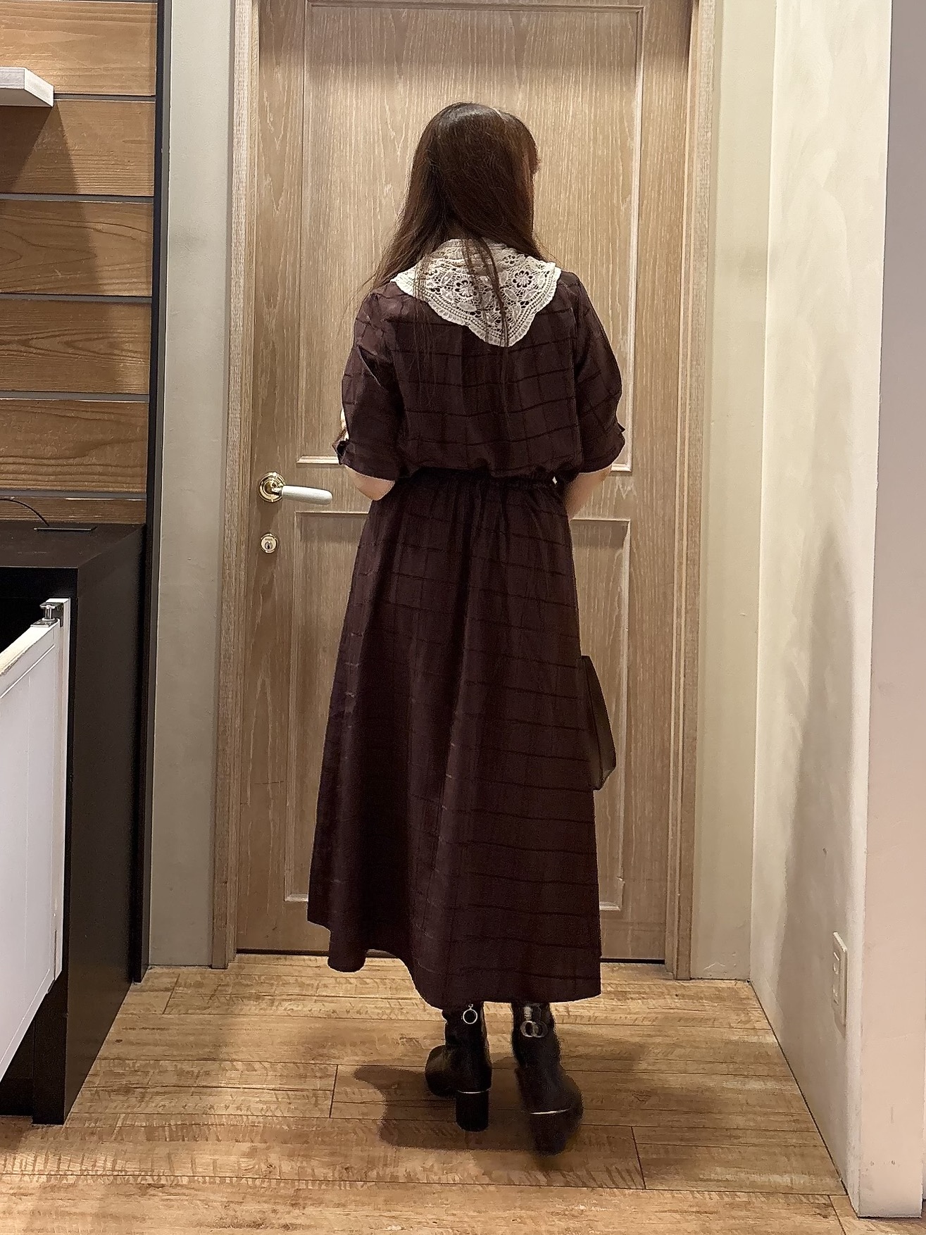 miiさんの「SHOO･LA･RUE｜【セットアップ可/S-LL】1枚で秋気分 モールチェックタックスリーブ ブラウス」を使ったコーディネート