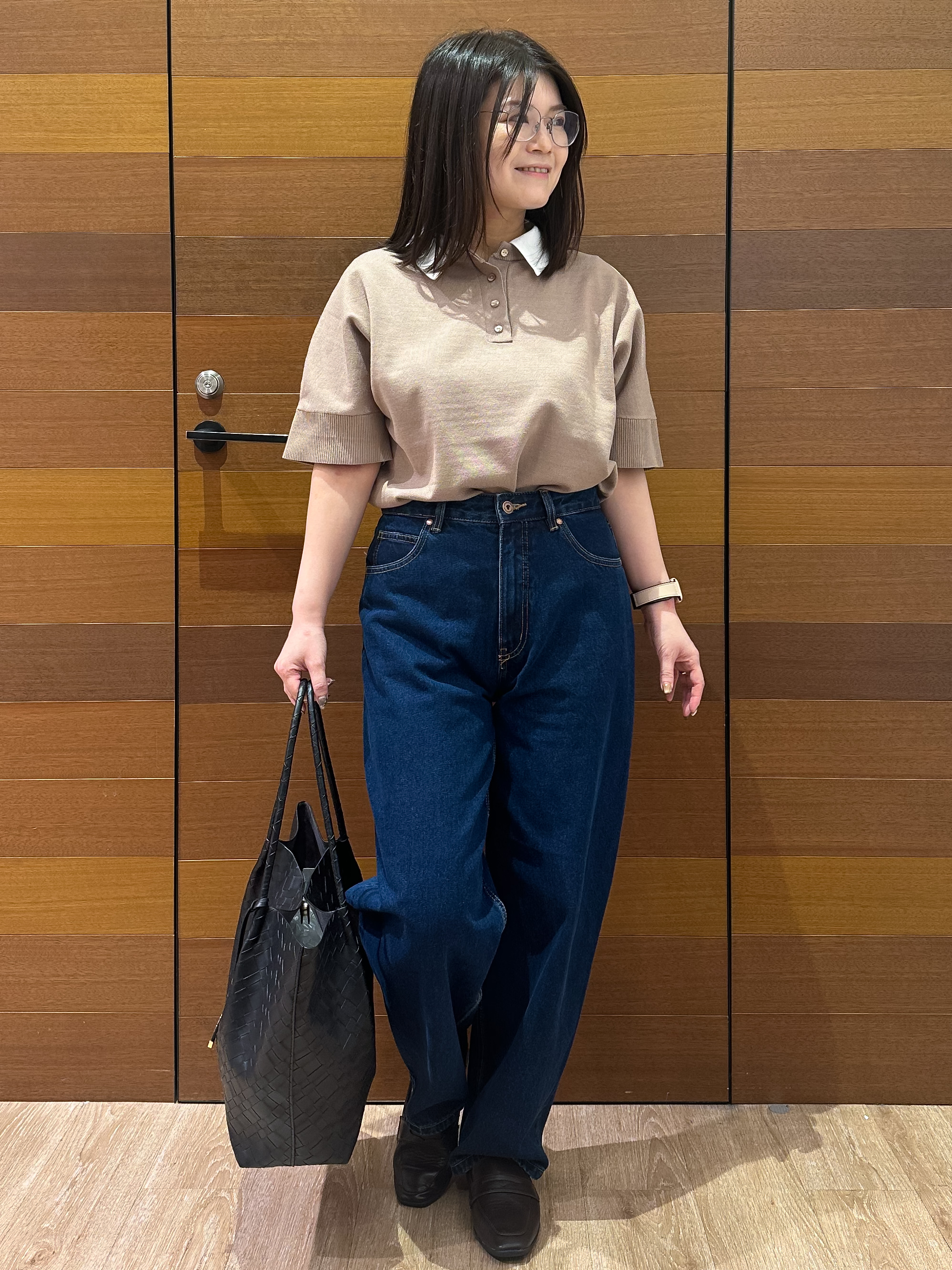 Minさんの「OPAQUE.CLIP｜【森絵梨佳さん着用】2WAY衿ドッキングニット《洗濯機OK》」を使ったコーディネート