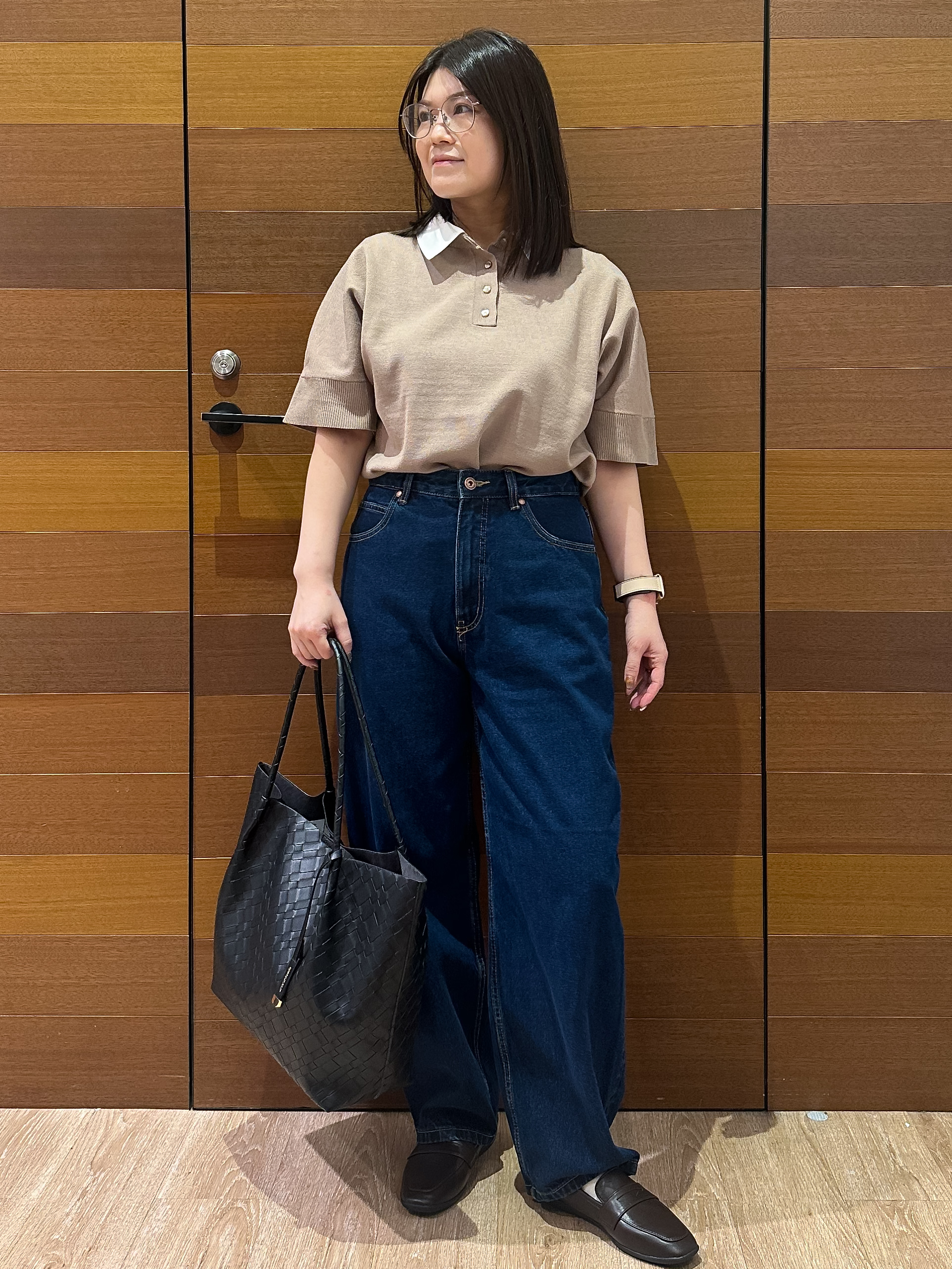 Minさんの「OPAQUE.CLIP｜【森絵梨佳さん着用】2WAY衿ドッキングニット《洗濯機OK》」を使ったコーディネート
