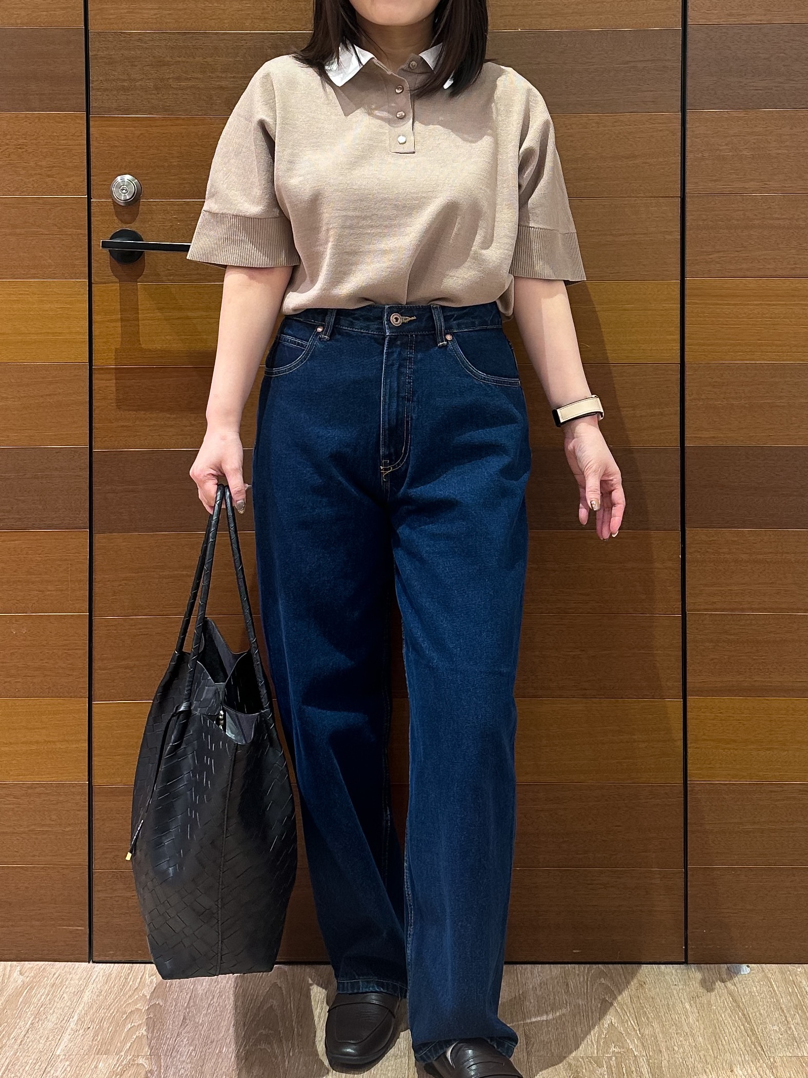 Minさんの「OPAQUE.CLIP｜【森絵梨佳さん着用】2WAY衿ドッキングニット《洗濯機OK》」を使ったコーディネート