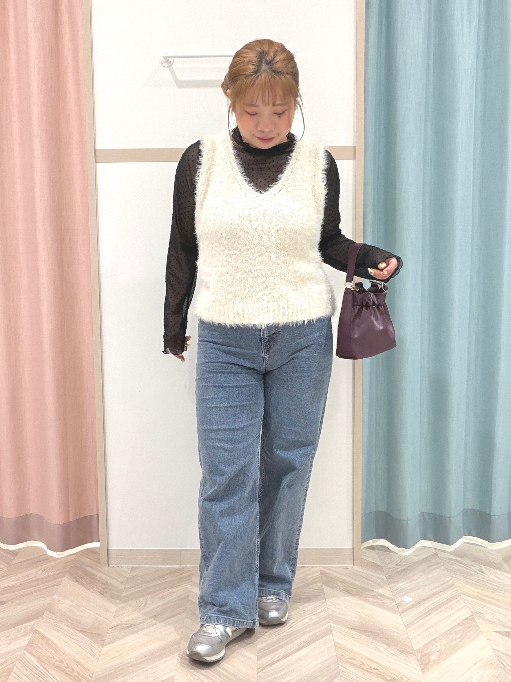 まちゃんなちゃんさんの「SHOO･LA･RUE｜【S-LL/洗濯機可】コーデにプラスするだけで垢抜ける 柄アソートシアーチュールトップス」を使ったコーディネート