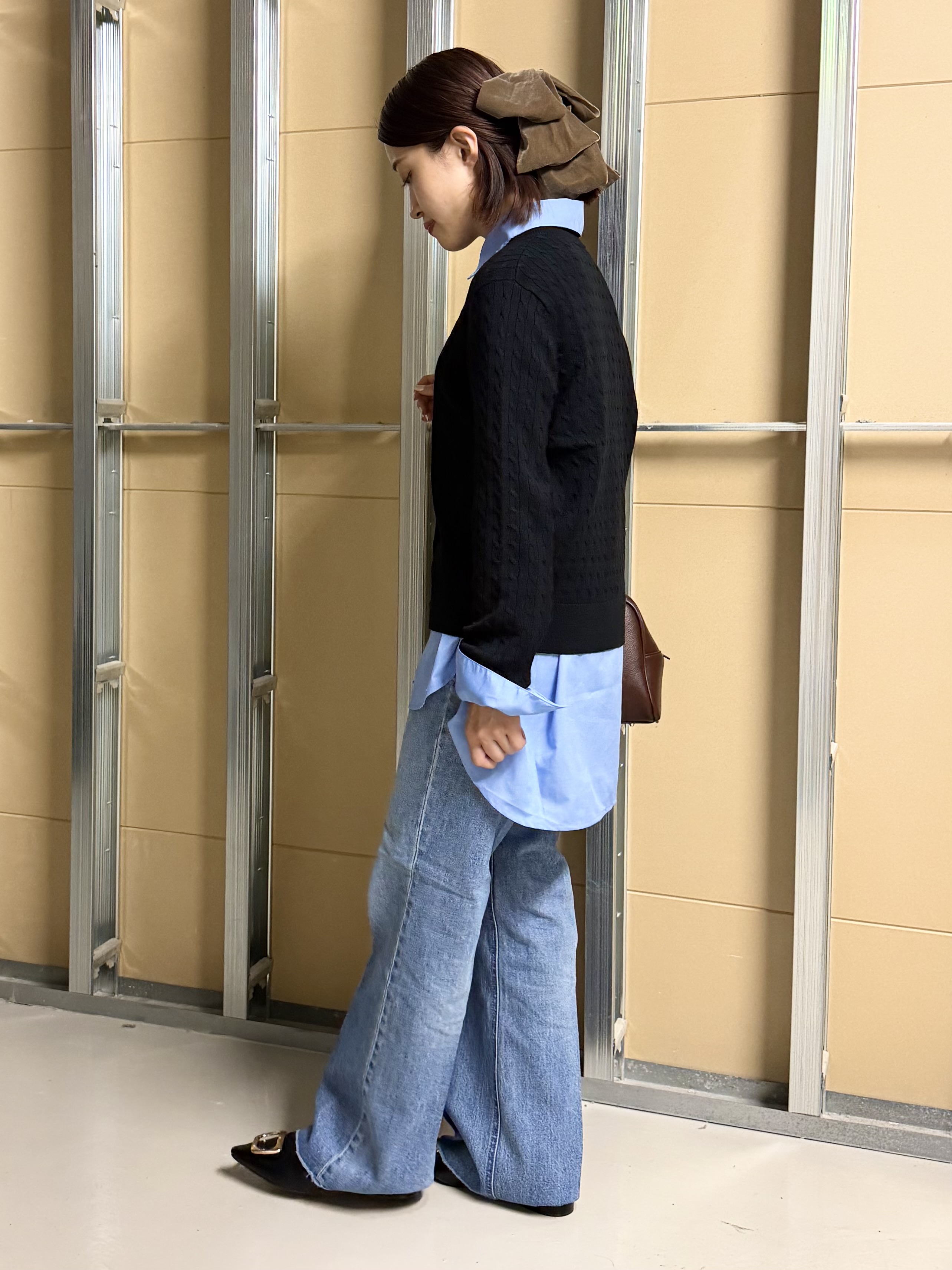 sahoさんの「THE SHOP TK｜POLO BCS/ケーブルクルーカーディガン」を使ったコーディネート