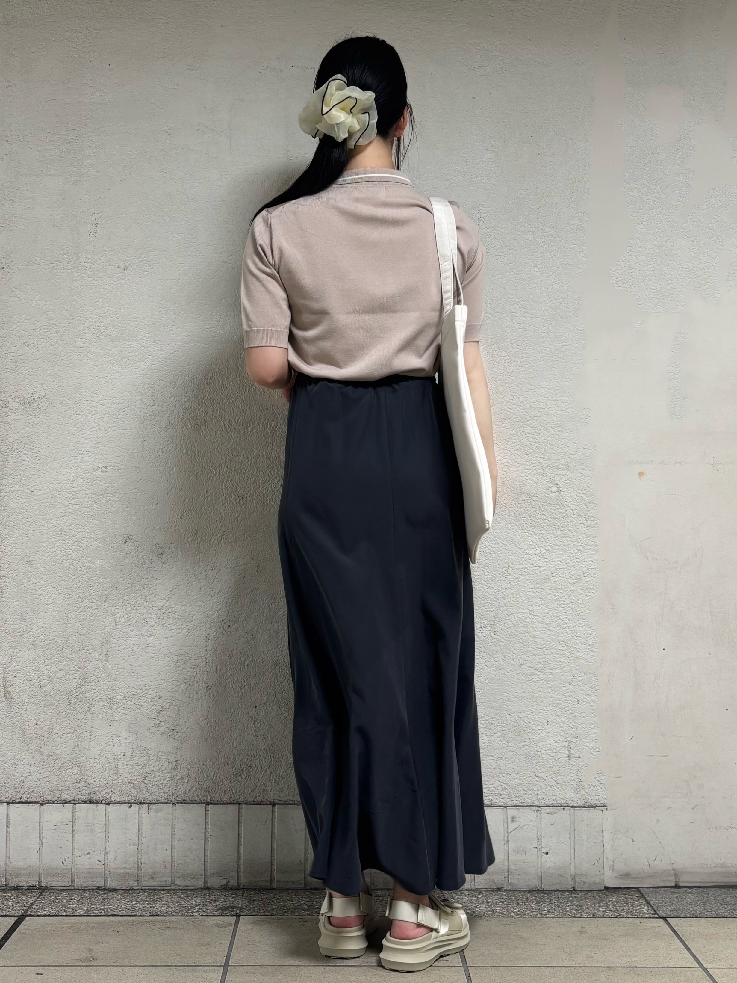 ささんの「OPAQUE.CLIP｜【モンチッチ】刺繍入りポロニット《洗濯機OK》」を使ったコーディネート