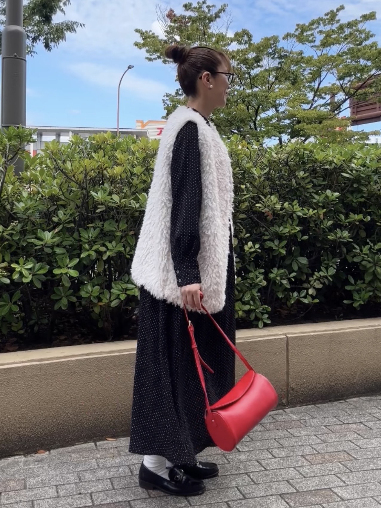 Yasucoさんの「Dessin｜【手洗い可】ドットプリントワンピース」を使ったコーディネート