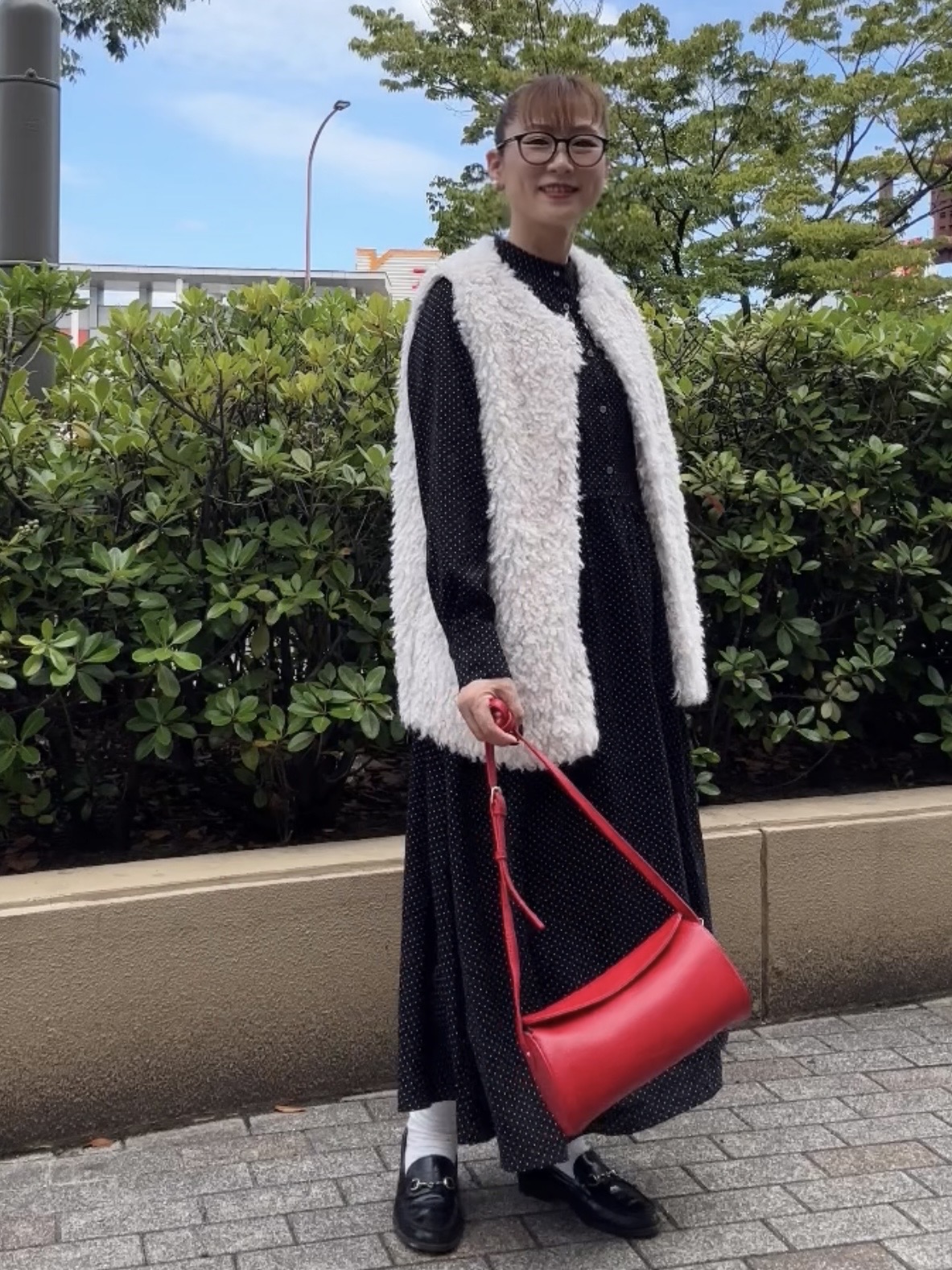 Yasucoさんの「Dessin｜【手洗い可】ドットプリントワンピース」を使ったコーディネート