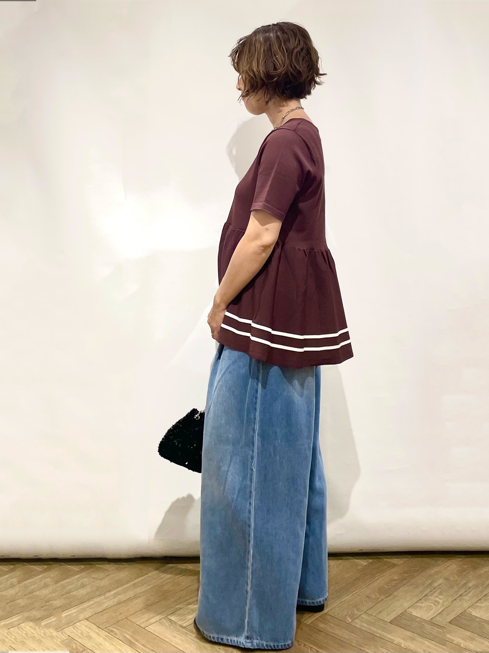 なかさんの「index｜【UVケア】裾ラインペプラムニット《洗濯機OK》」を使ったコーディネート