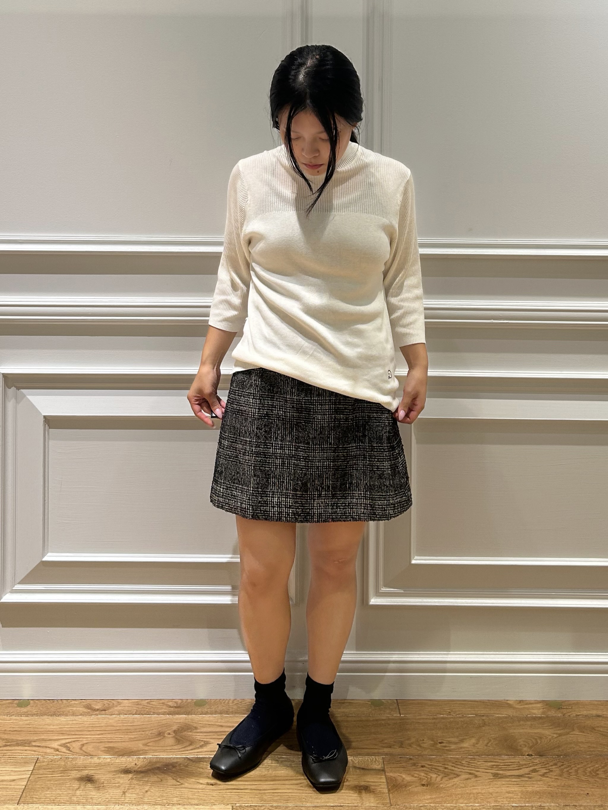 とりみさんの「DRESSTERIOR｜【セットアップ可】ループグレンチェックノーカラージャケット」を使ったコーディネート