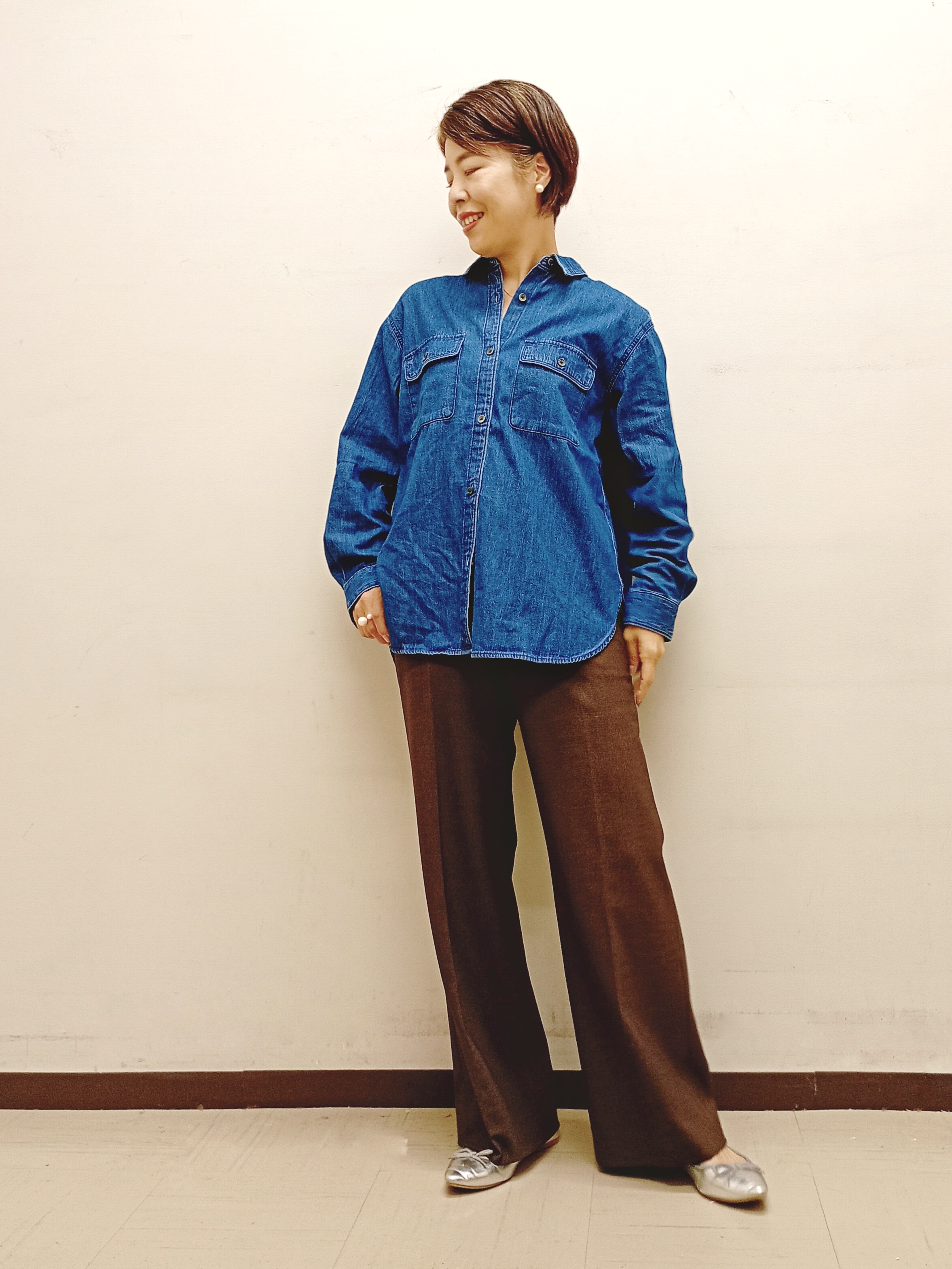 Kさんの「INDIVI｜【選べる6色／ストレッチ◎】きれいめドルマンスリーブニット」を使ったコーディネート