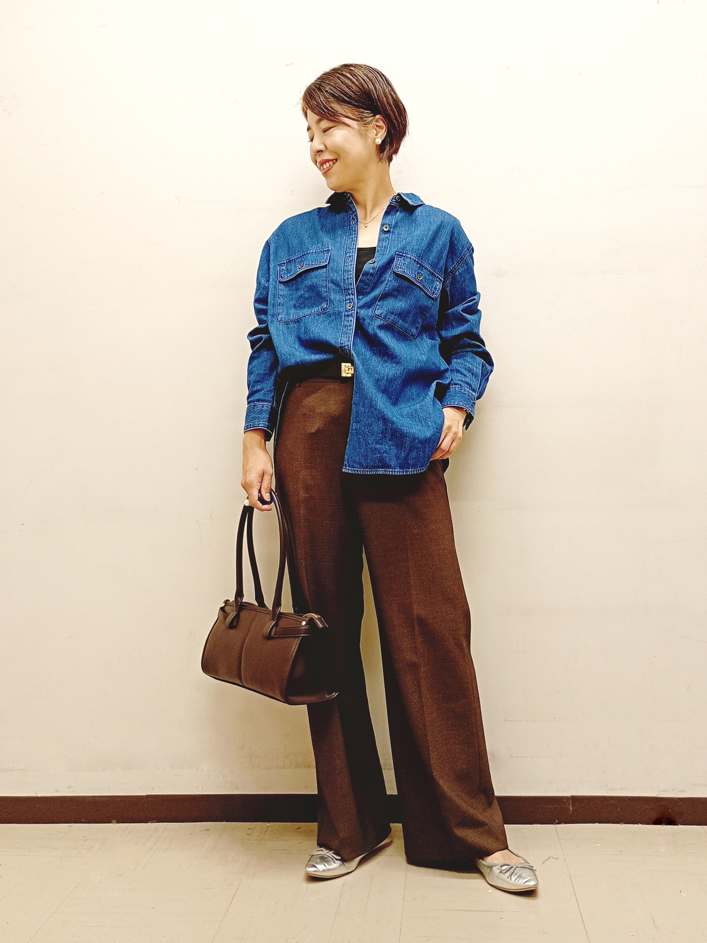 Kさんの「INDIVI｜【選べる6色／ストレッチ◎】きれいめドルマンスリーブニット」を使ったコーディネート