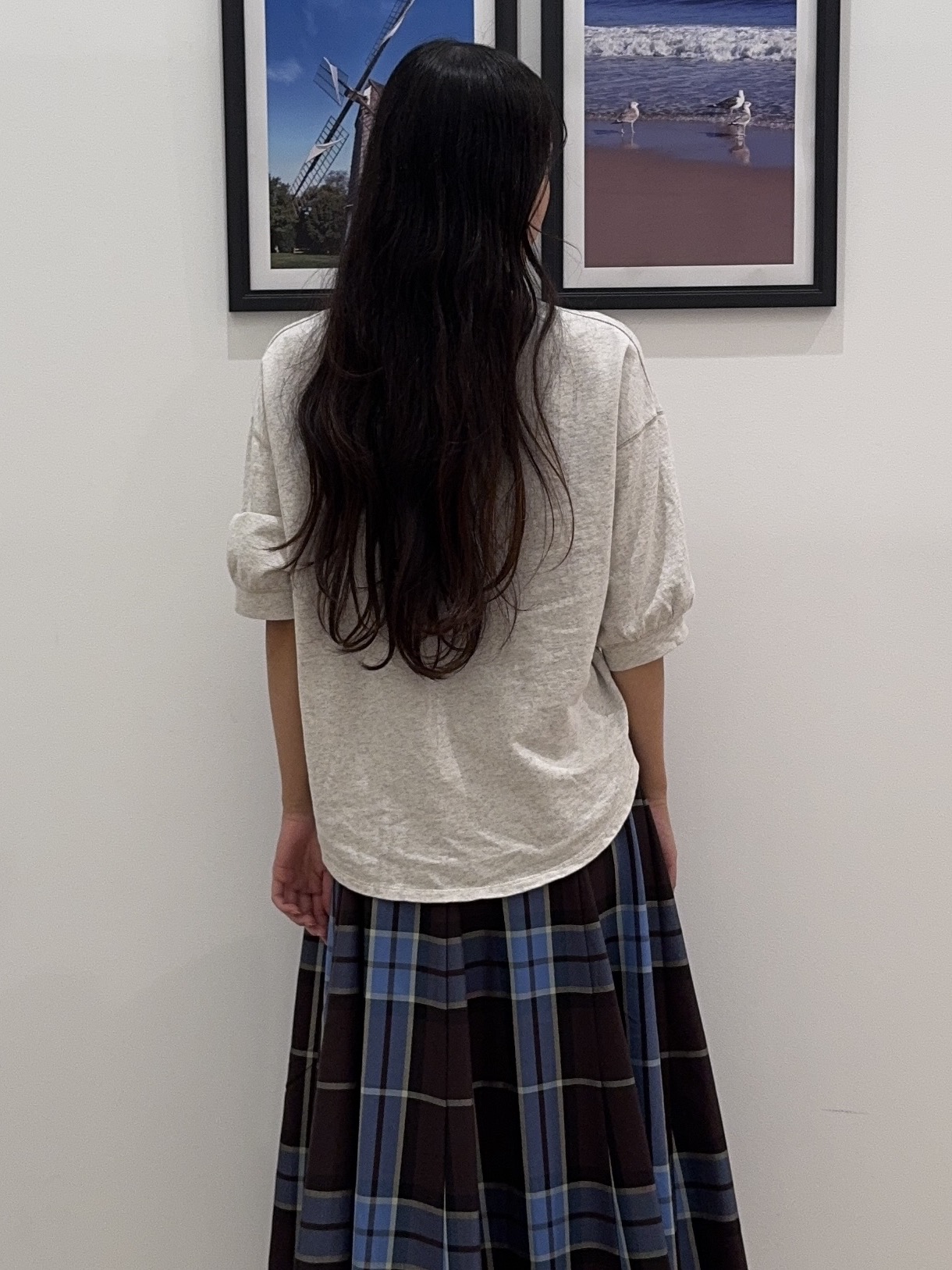 NOZOMIさんの「Dessin｜【洗える/ウエストゴム】チェック柄フレアースカート」を使ったコーディネート