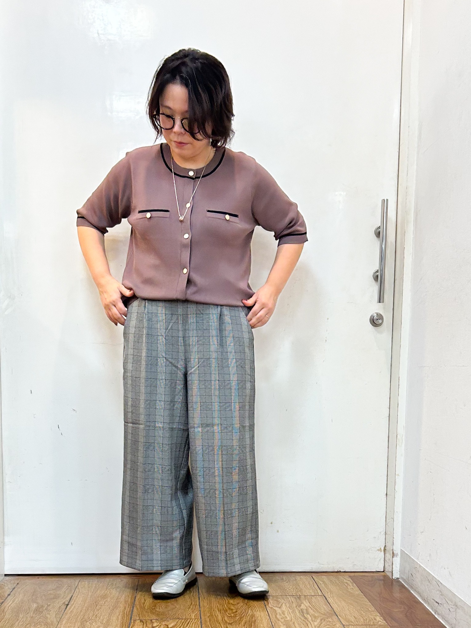 haruさんの「SHOO･LA･RUE｜【UV/S-LL/洗濯機可】毛玉になりにくい 配色5分袖カーディガン」を使ったコーディネート