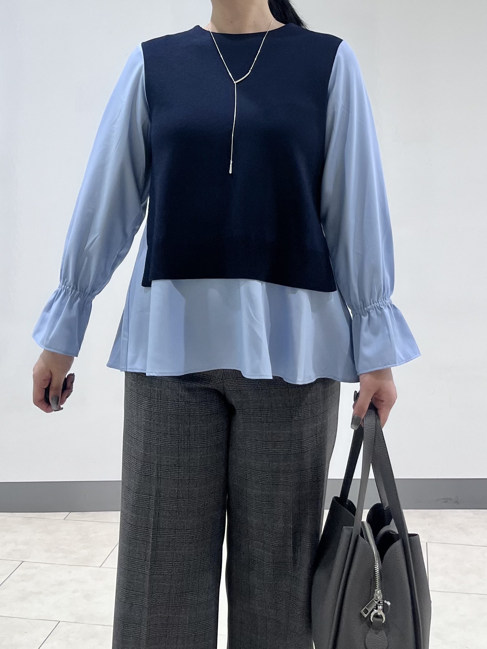 hasuさんの「INDIVI｜【洗える／1枚でコーデ完成】重ね着風ニットトップス」を使ったコーディネート