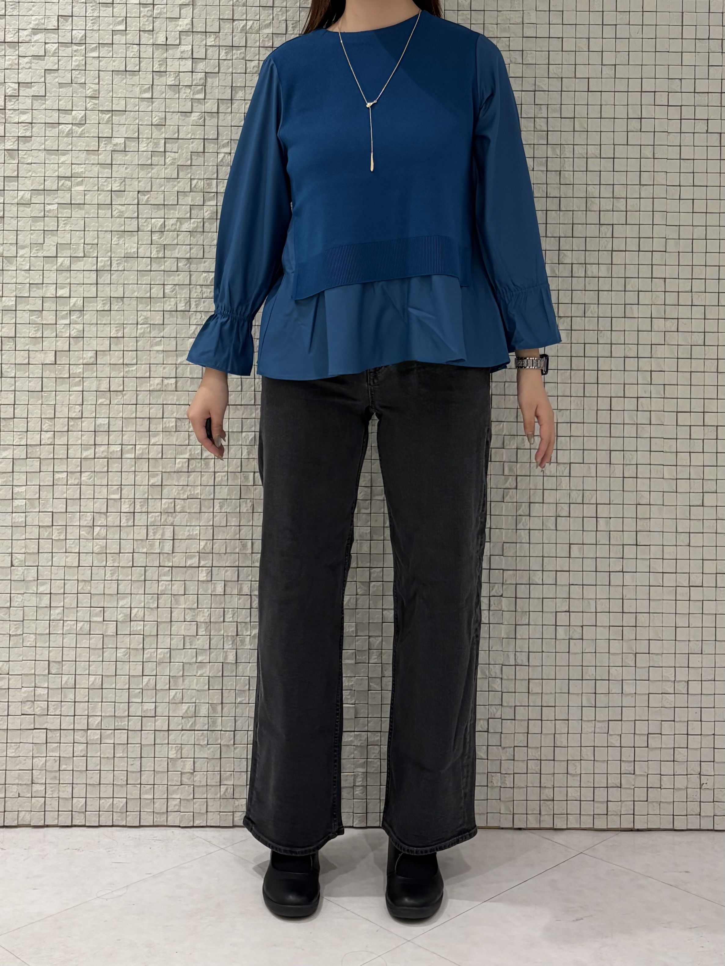 koharuさんの「INDIVI｜【洗える／1枚でコーデ完成】重ね着風ニットトップス」を使ったコーディネート